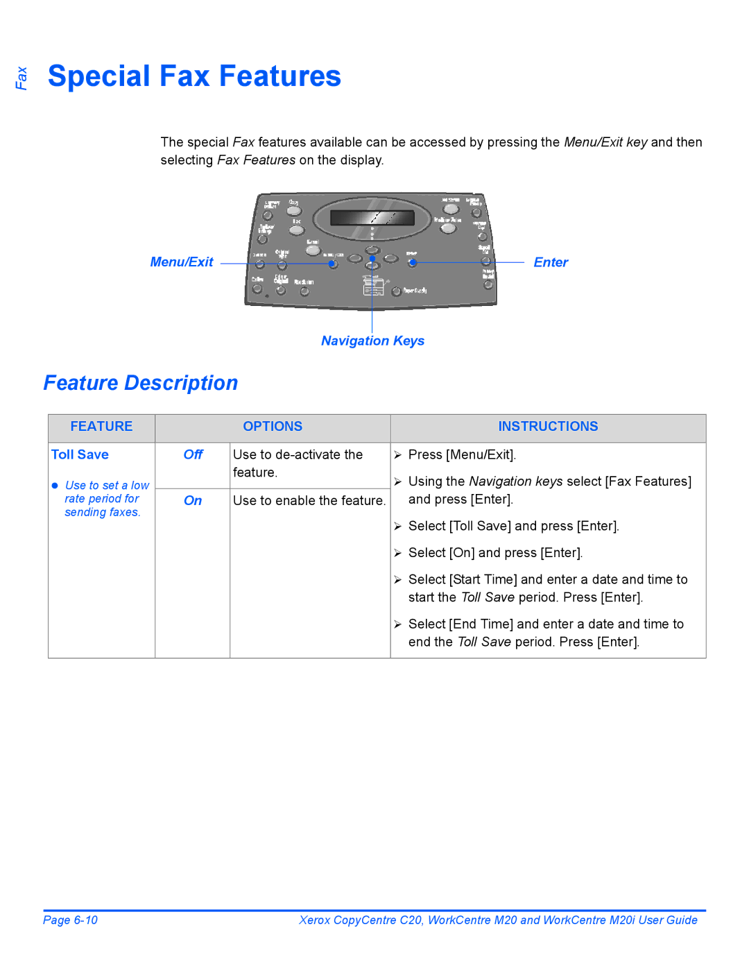 Xerox M20I manual Special Fax Features, Toll Save 