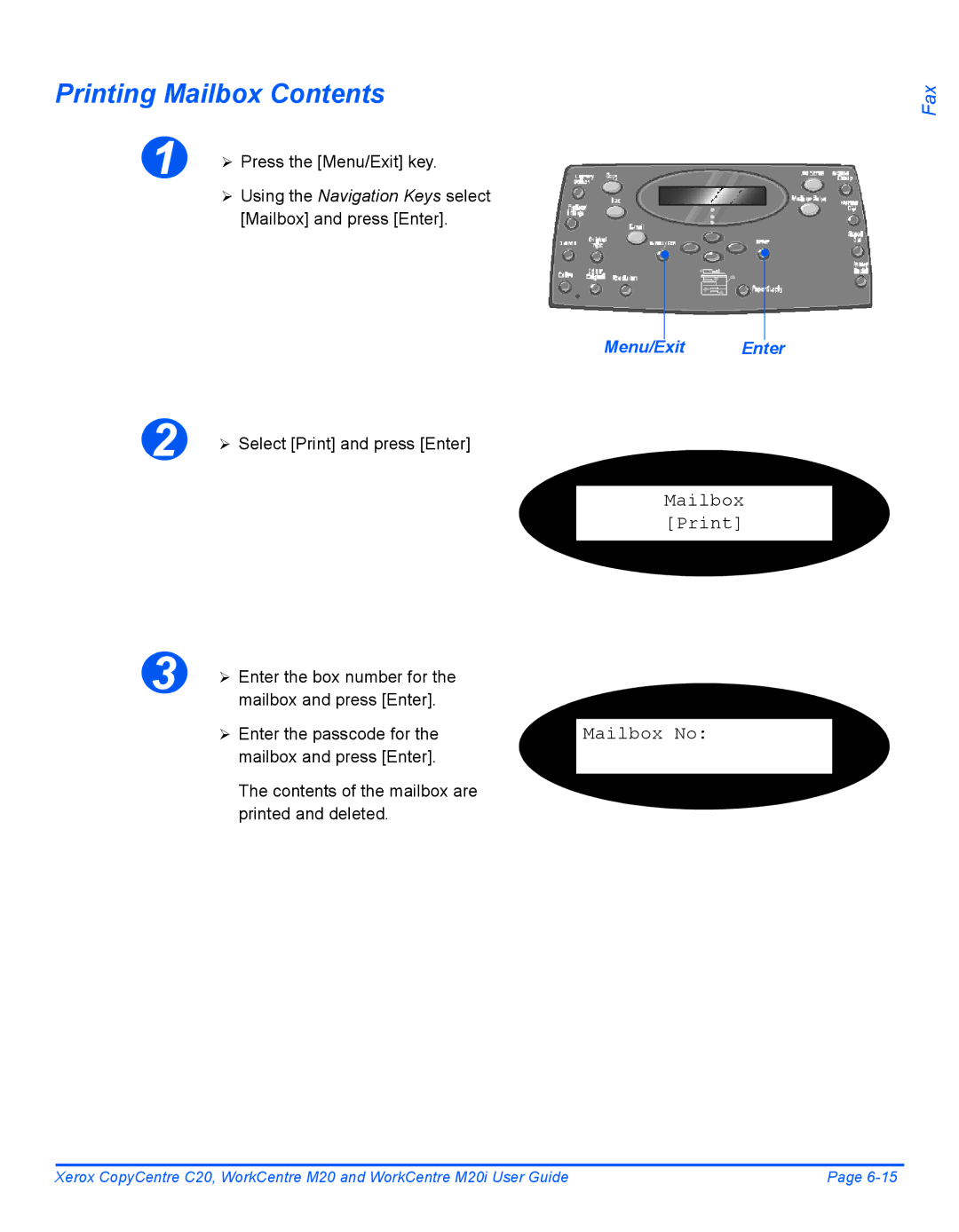 Xerox M20I manual Printing Mailbox Contents 