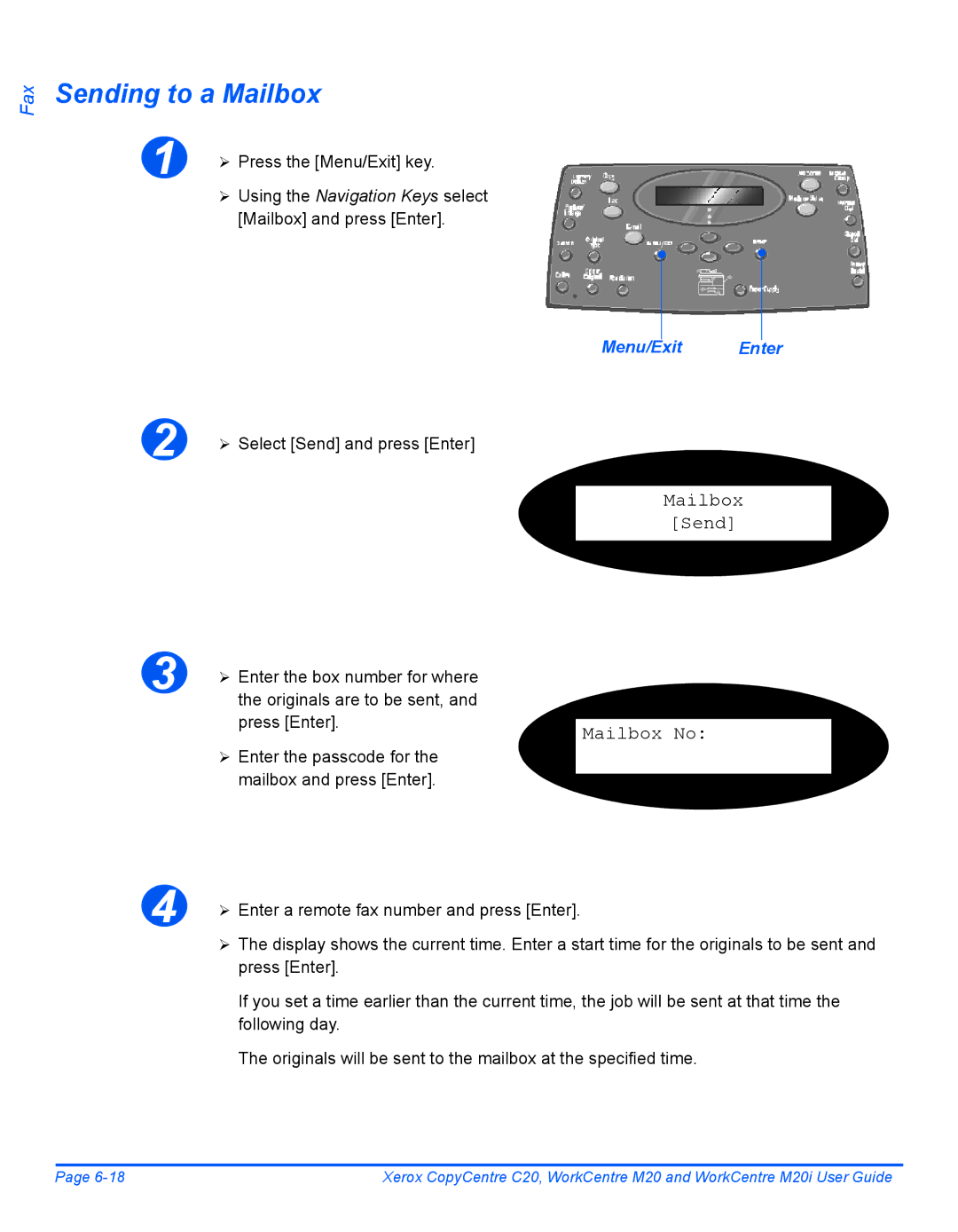 Xerox M20I manual Sending to a Mailbox, Mailbox Send Mailbox No 