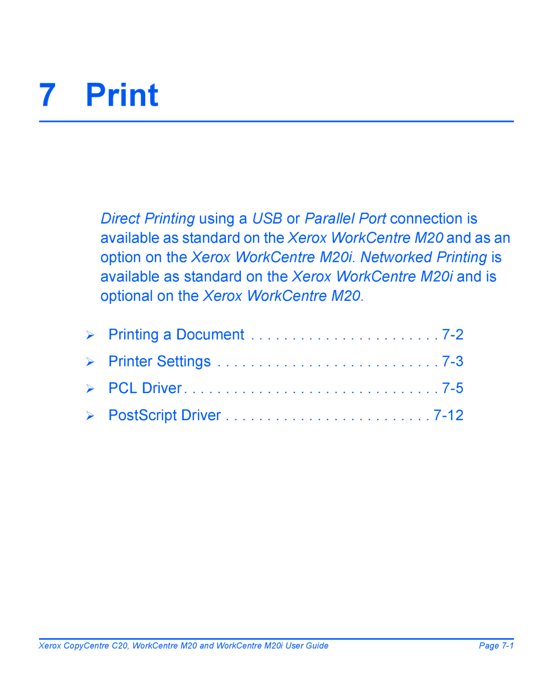 Xerox M20I manual Print 