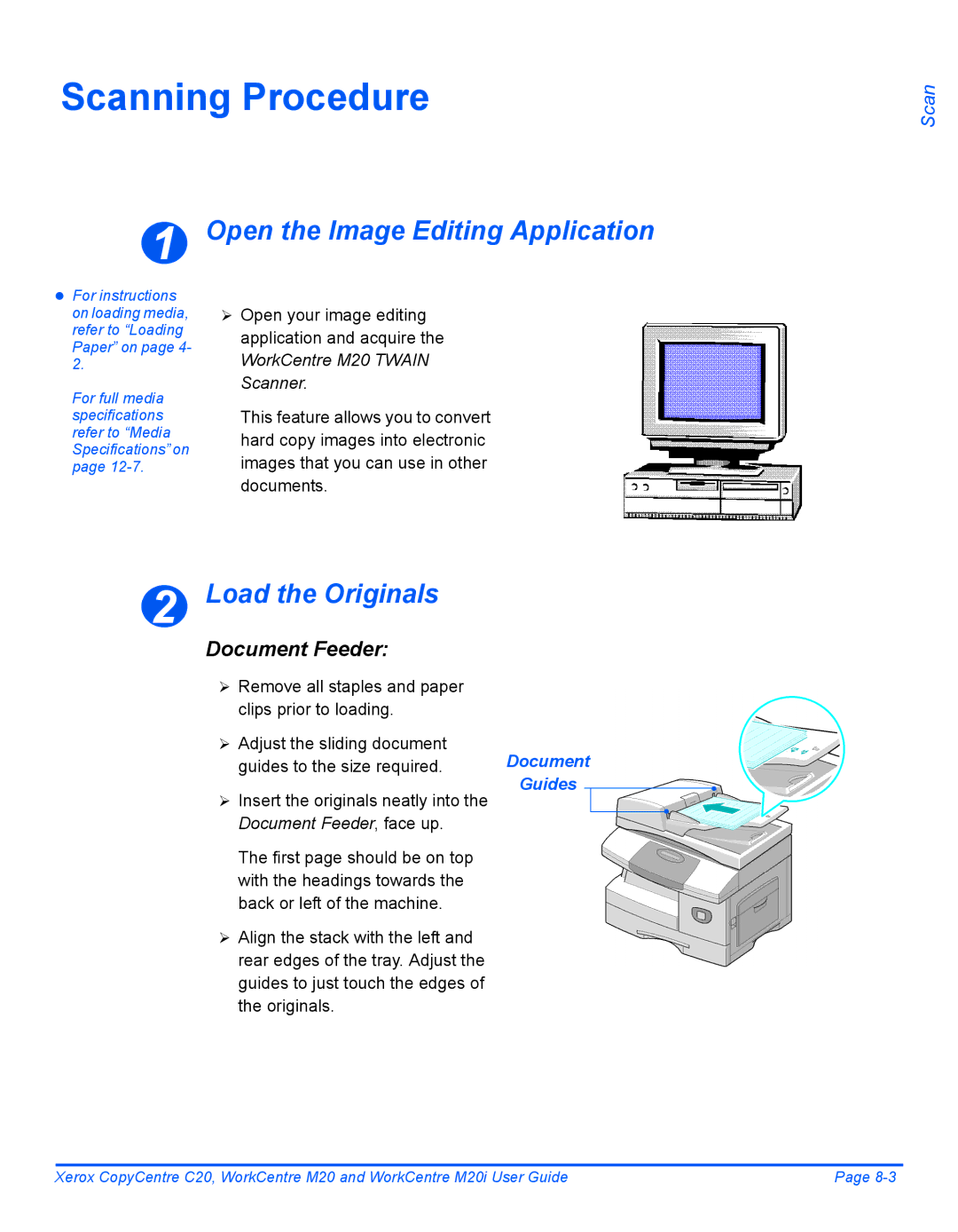 Xerox M20I manual Scanning Procedure, Open the Image Editing Application 