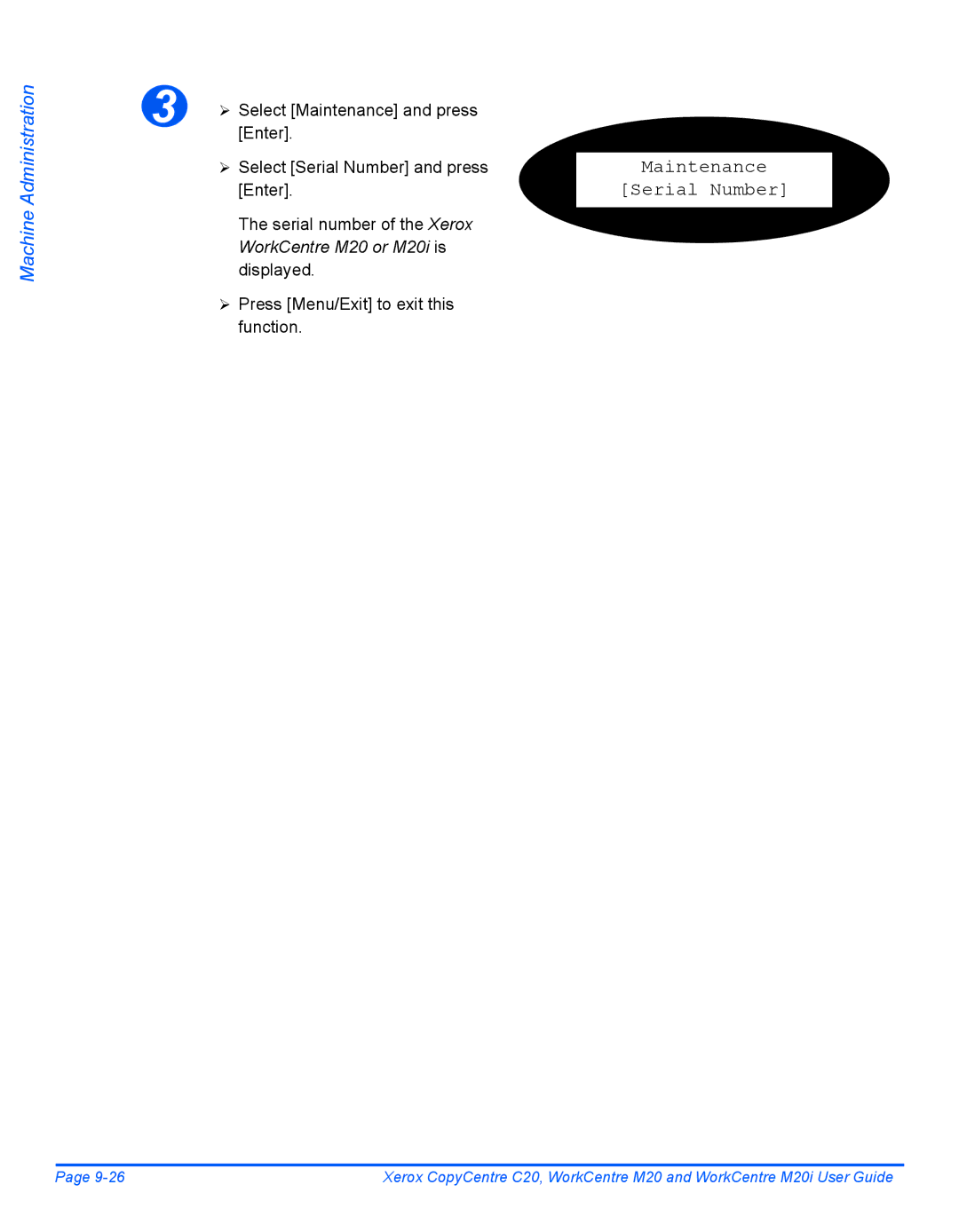 Xerox M20I manual Maintenance Serial Number 