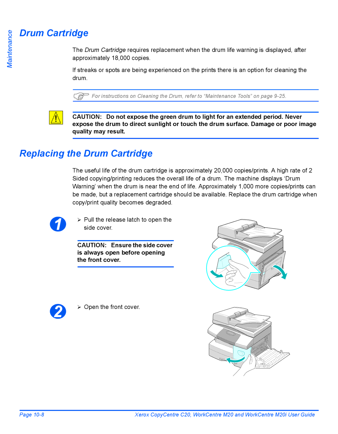 Xerox M20I manual Replacing the Drum Cartridge 