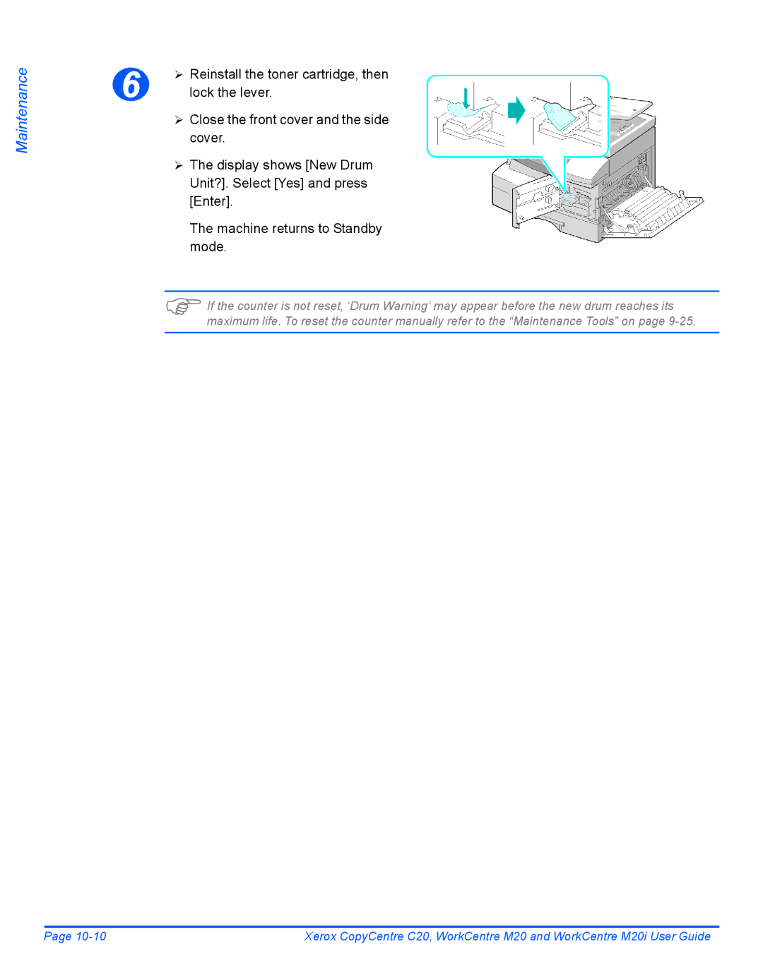 Xerox M20I manual Reinstall the toner cartridge, then 