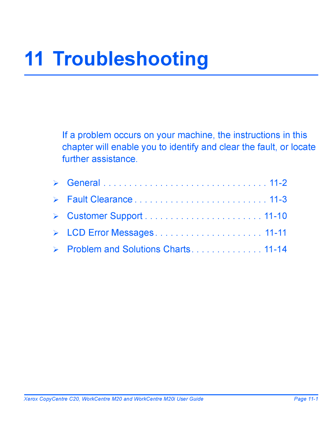 Xerox M20I manual Troubleshooting 