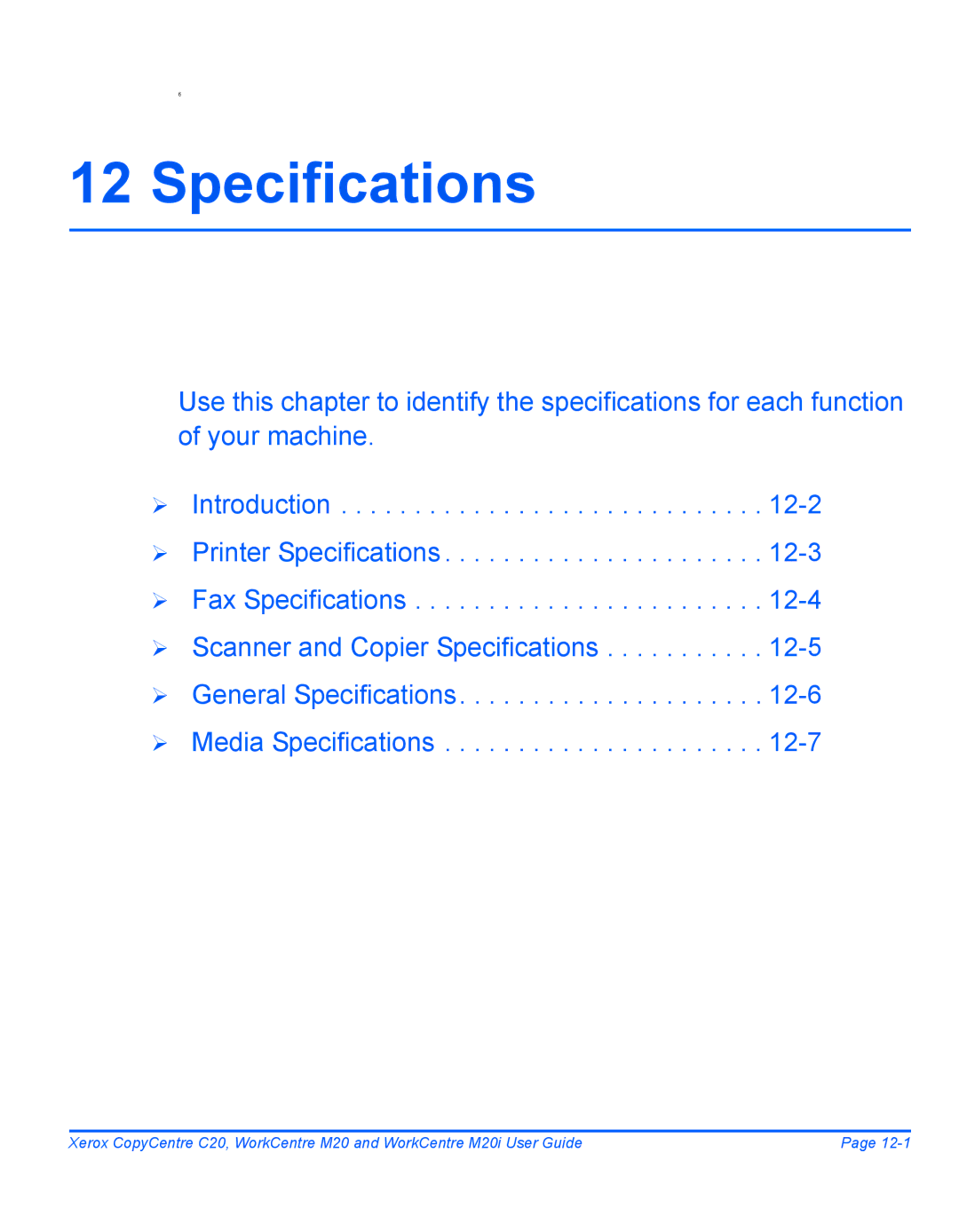 Xerox M20I manual Specifications 