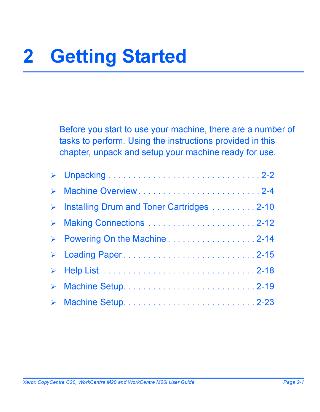 Xerox M20I manual Getting Started 