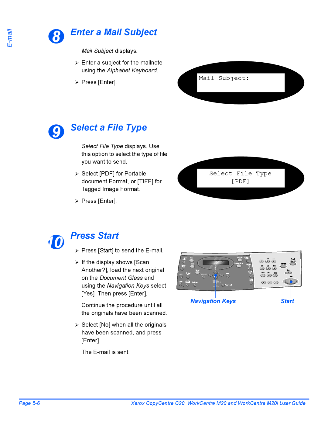 Xerox M20I manual Enter a Mail Subject, Select a File Type, Select File Type 