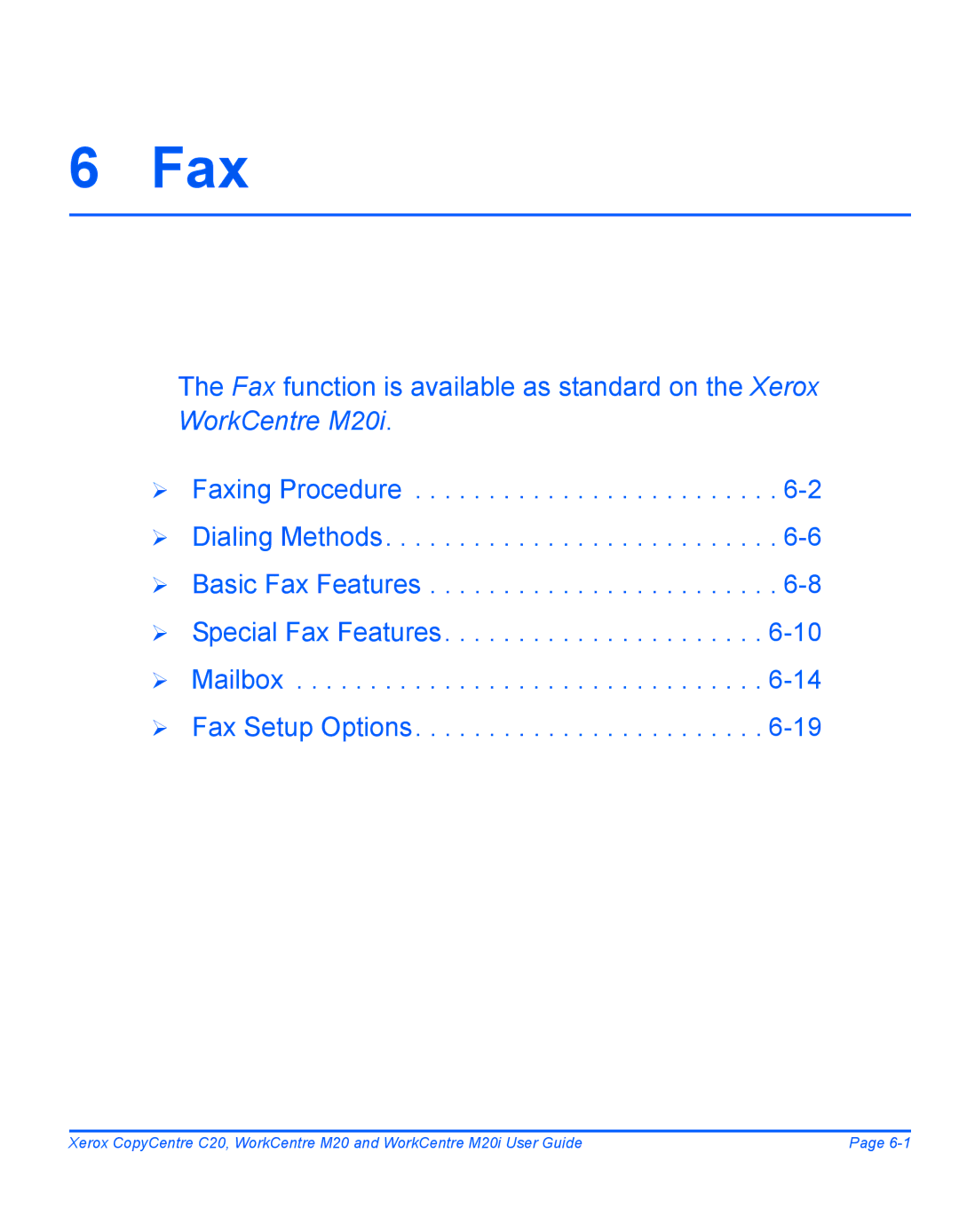 Xerox M20I manual Fax 