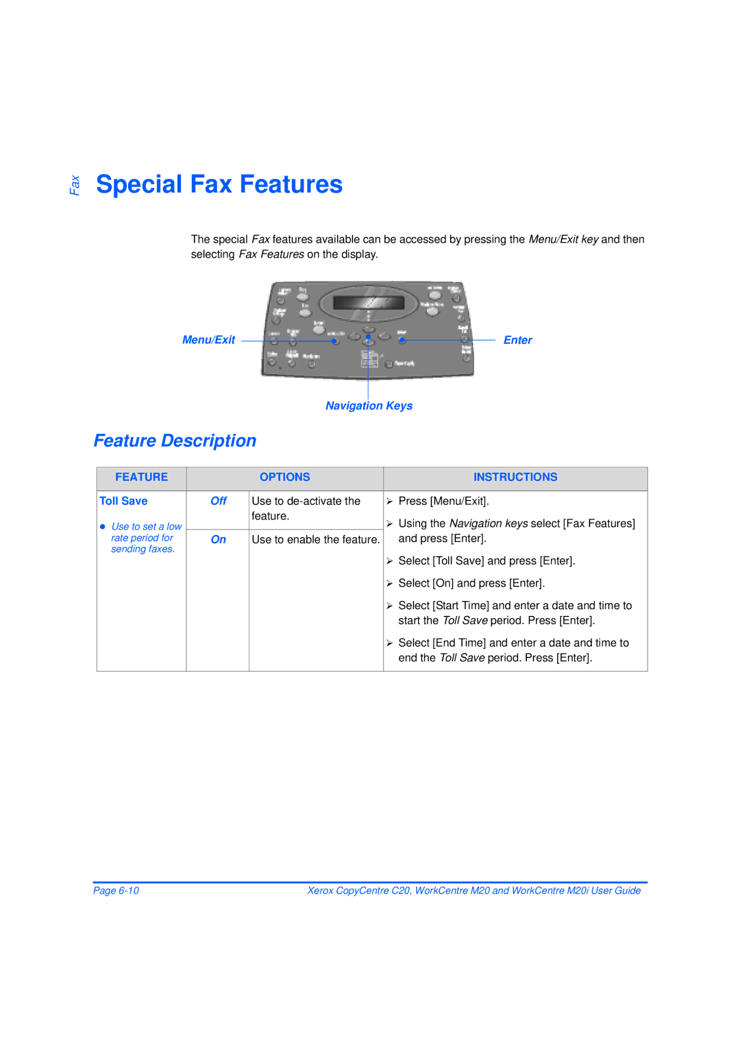 Xerox M20/M20i manual Special Fax Features, Toll Save 