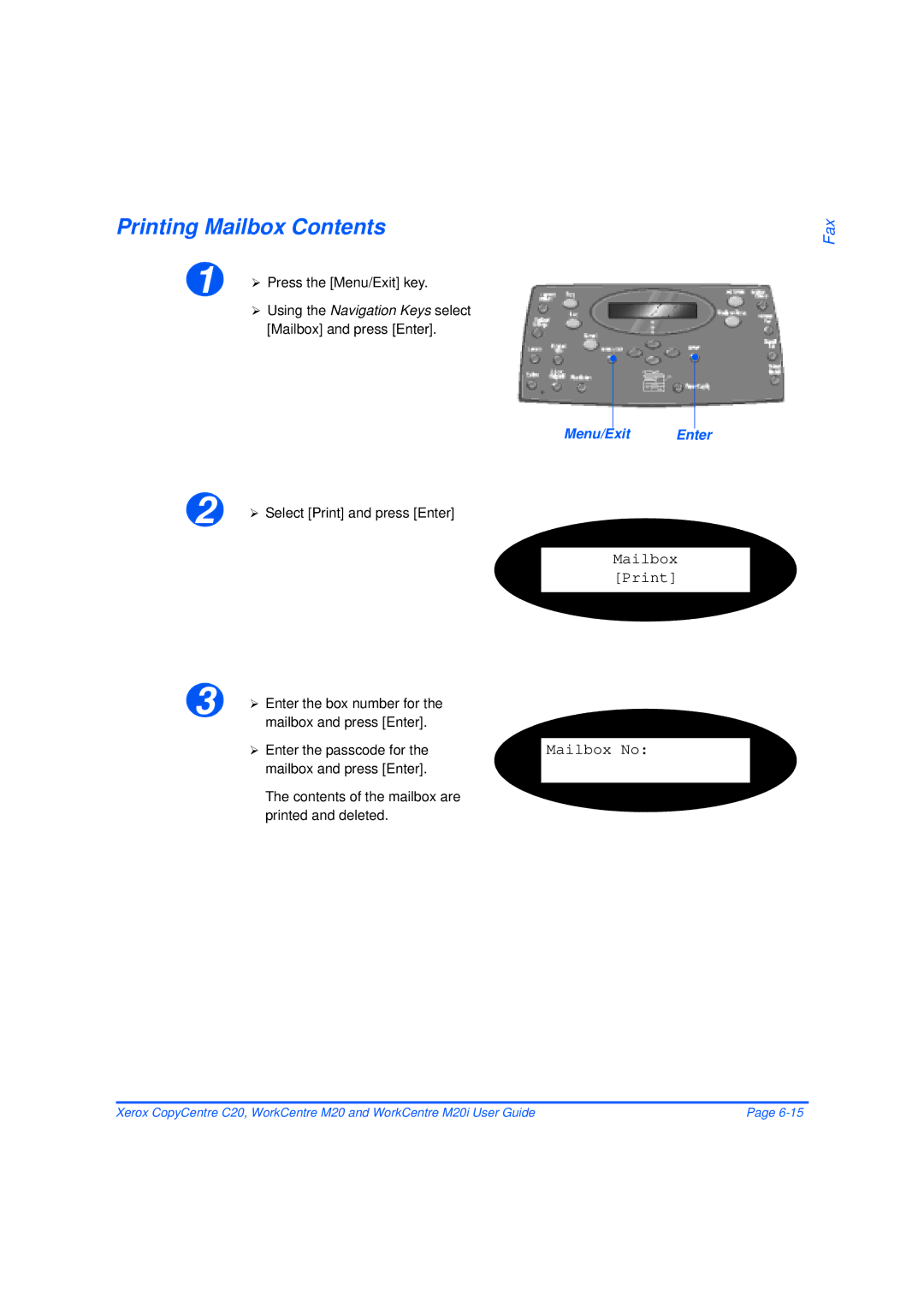 Xerox M20/M20i manual Printing Mailbox Contents 