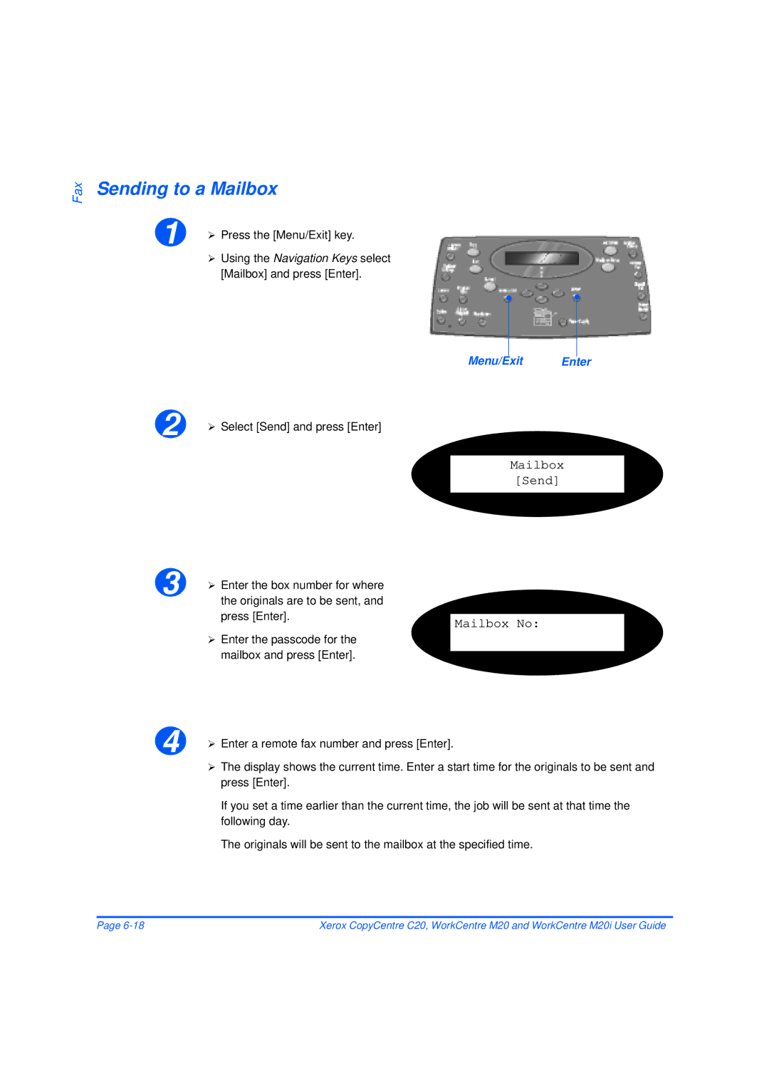 Xerox M20/M20i manual Sending to a Mailbox, Mailbox Send Mailbox No 