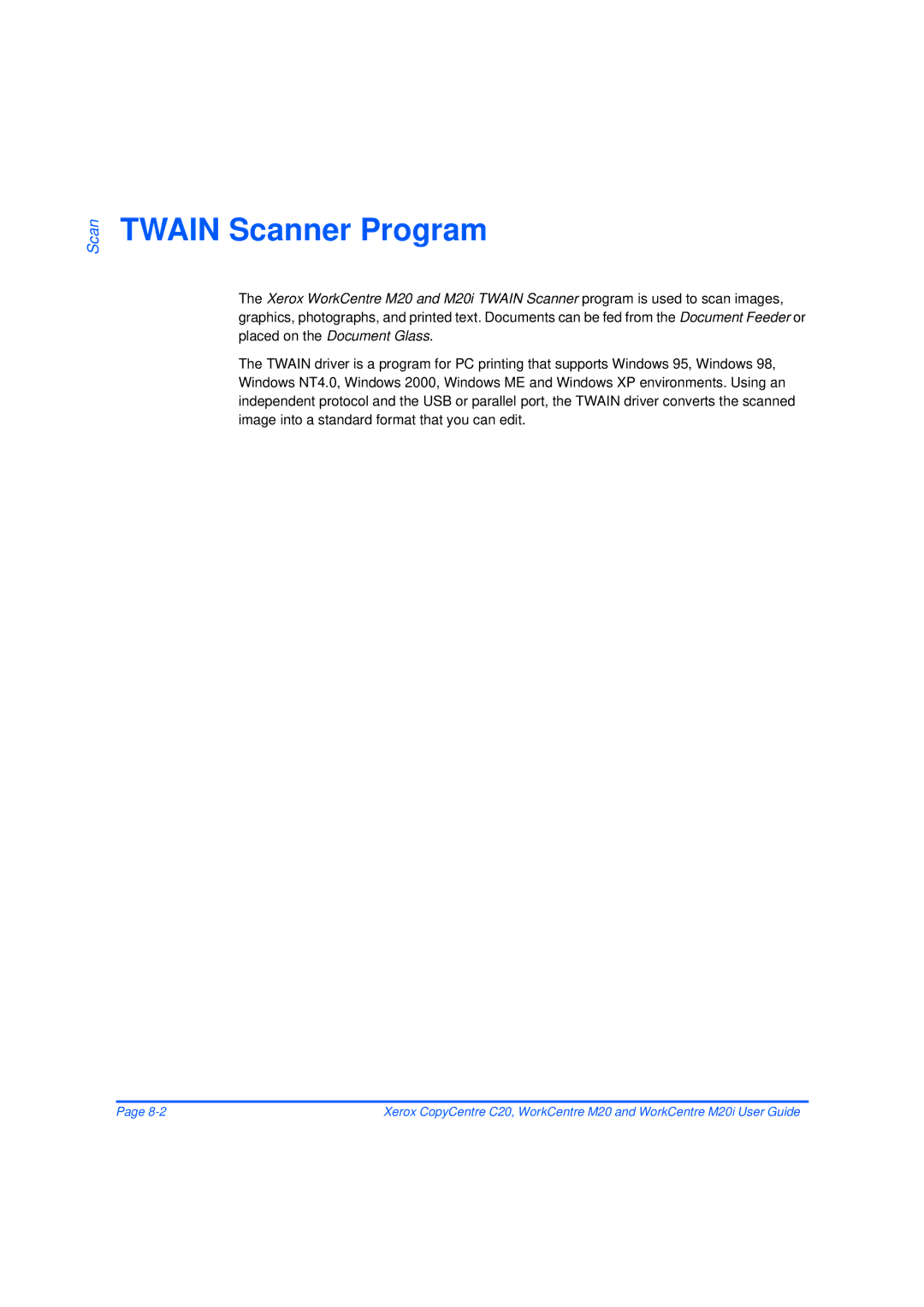 Xerox M20/M20i manual Twain Scanner Program 