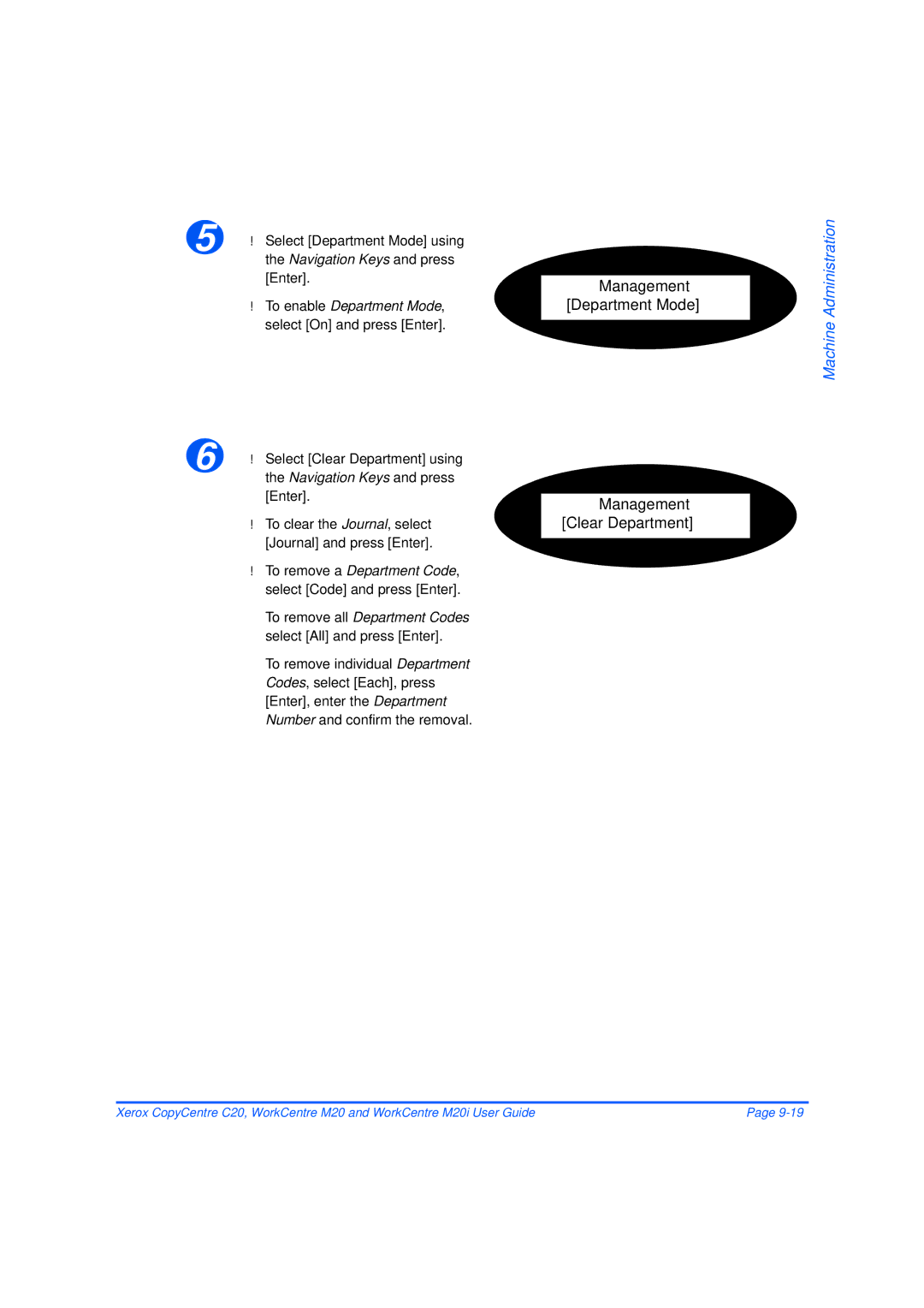 Xerox M20/M20i manual To enable Department Mode, select On and press Enter 