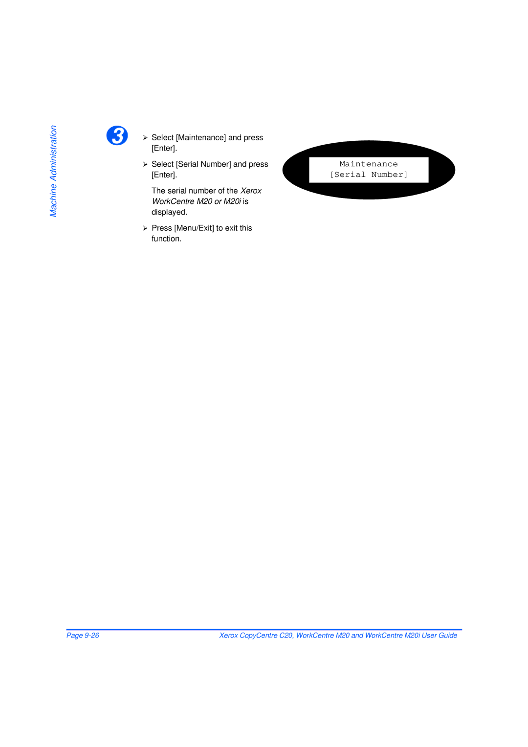 Xerox M20/M20i manual Maintenance Serial Number 