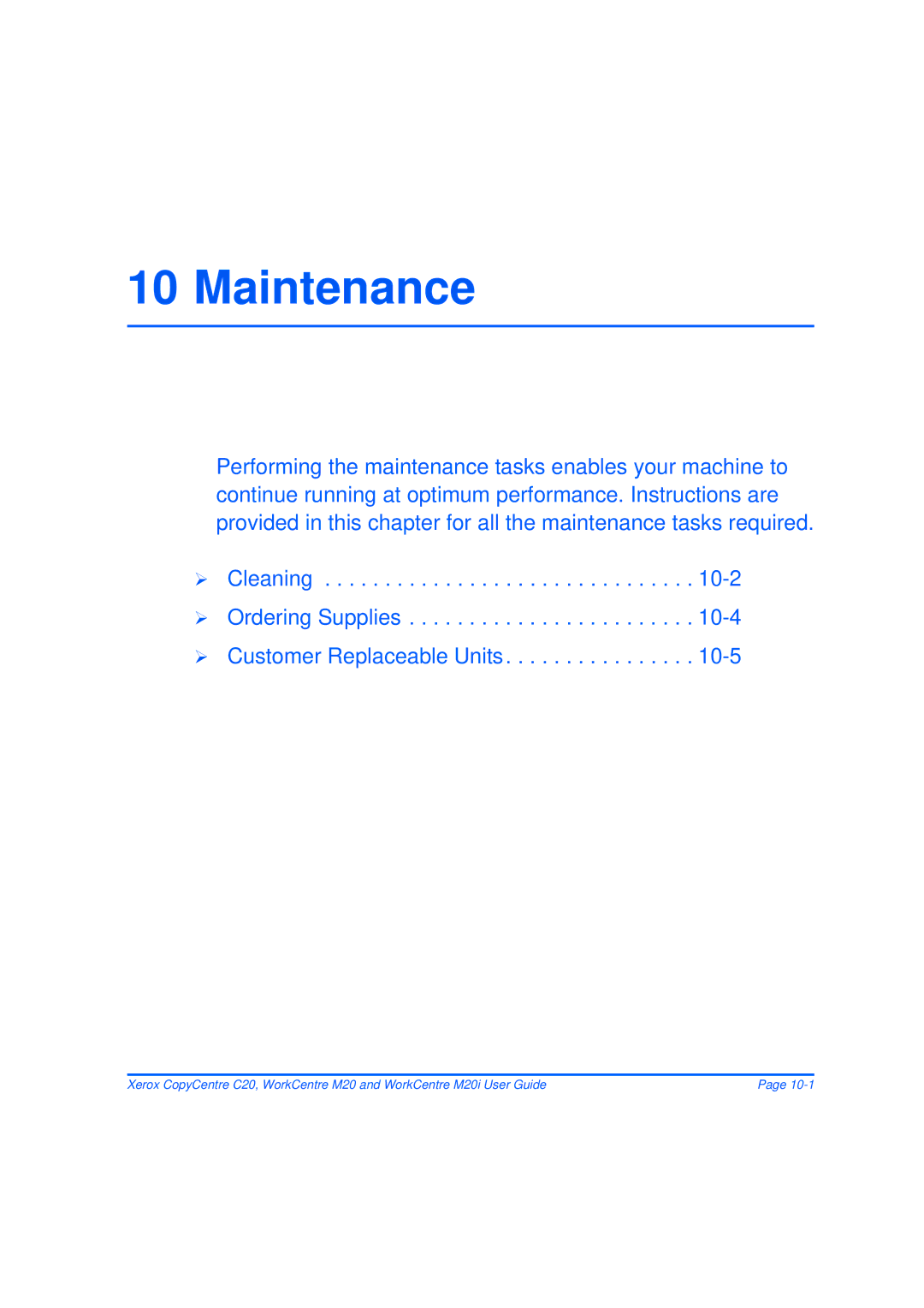 Xerox M20/M20i manual Maintenance 