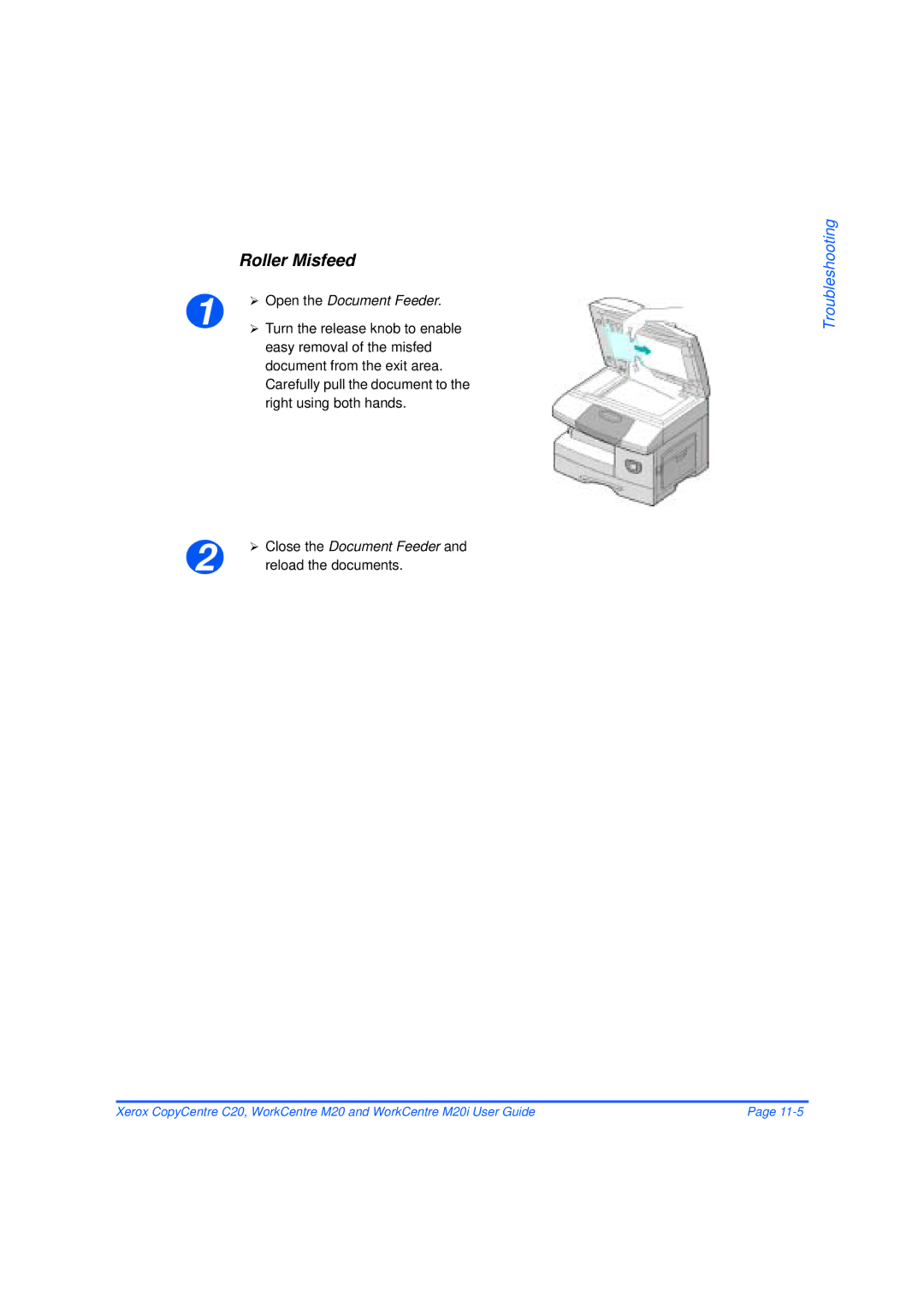 Xerox M20/M20i manual Roller Misfeed, Close the Document Feeder and reload the documents 