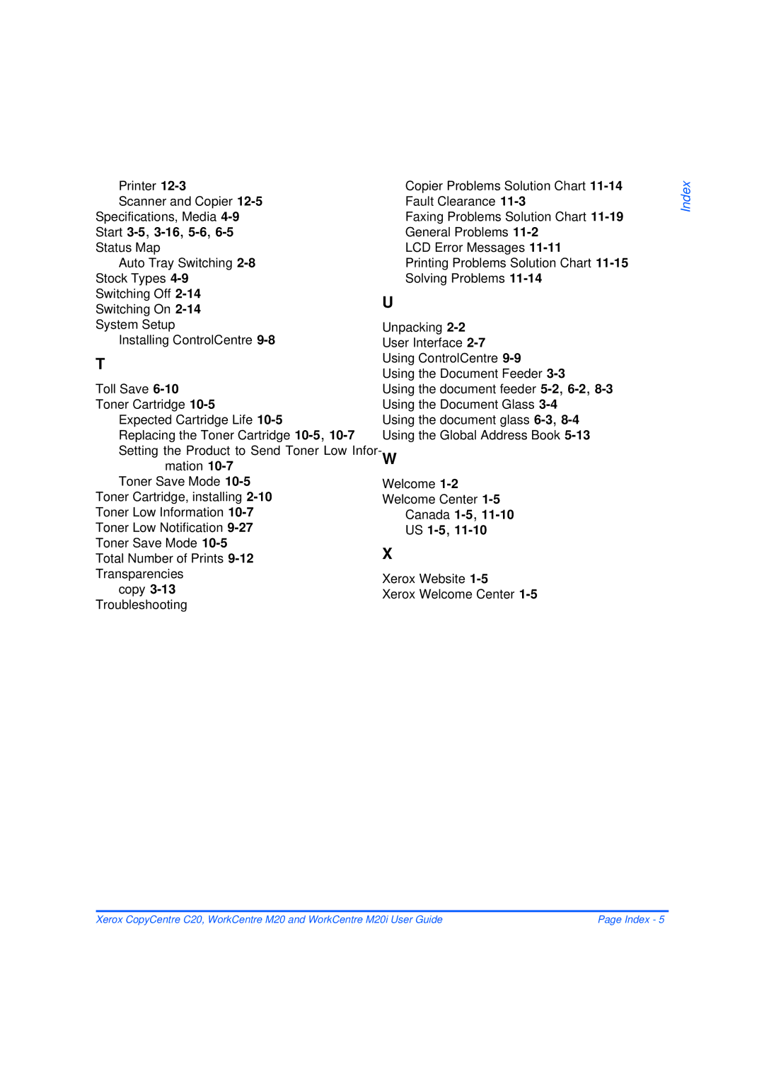 Xerox M20/M20i manual Canada 1-5,11-10 