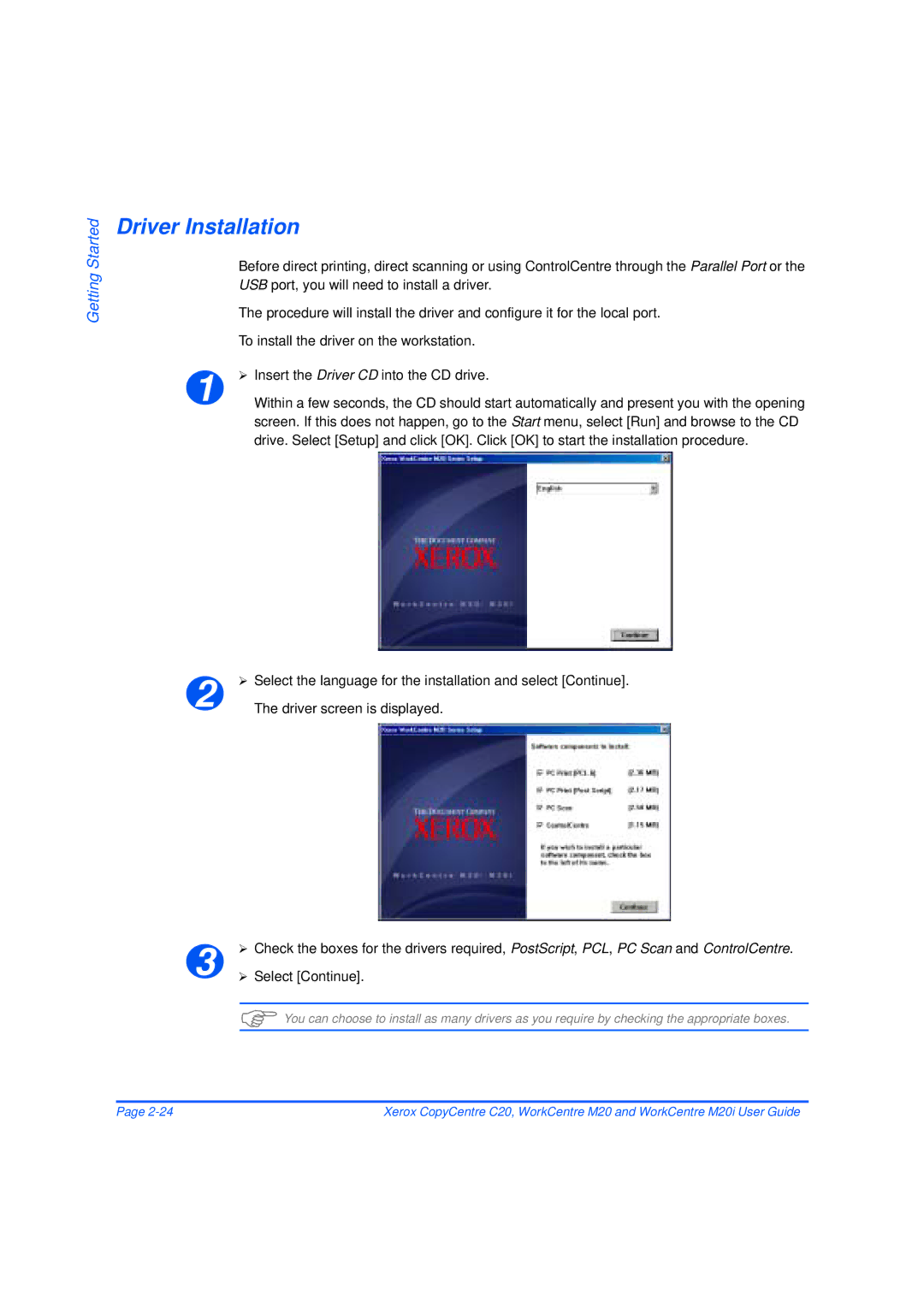 Xerox M20/M20i manual Driver Installation 