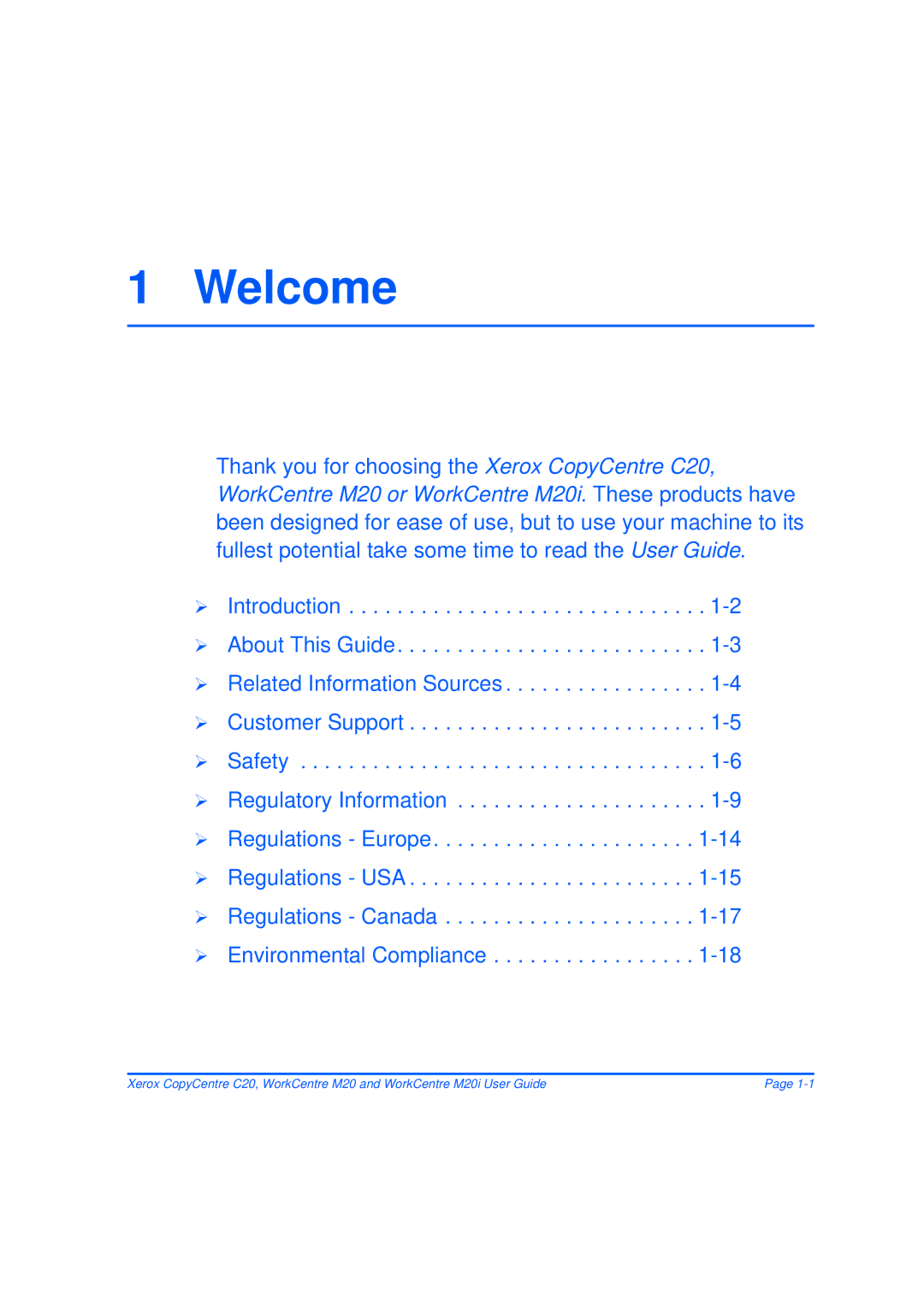 Xerox M20/M20i manual Welcome 