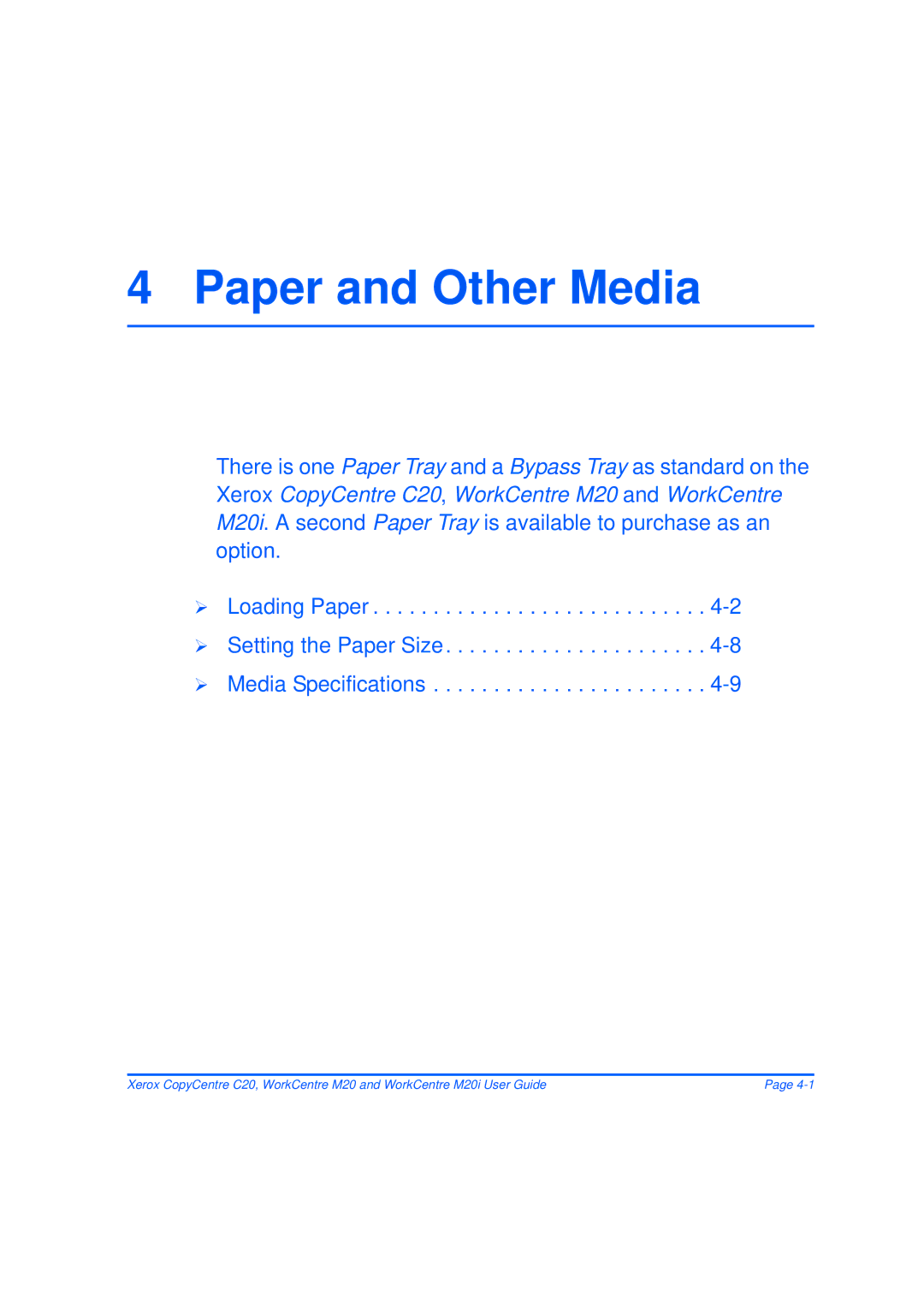 Xerox M20/M20i manual Paper and Other Media 