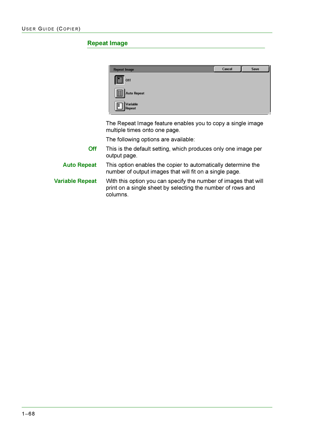 Xerox M24 manual Repeat Image 