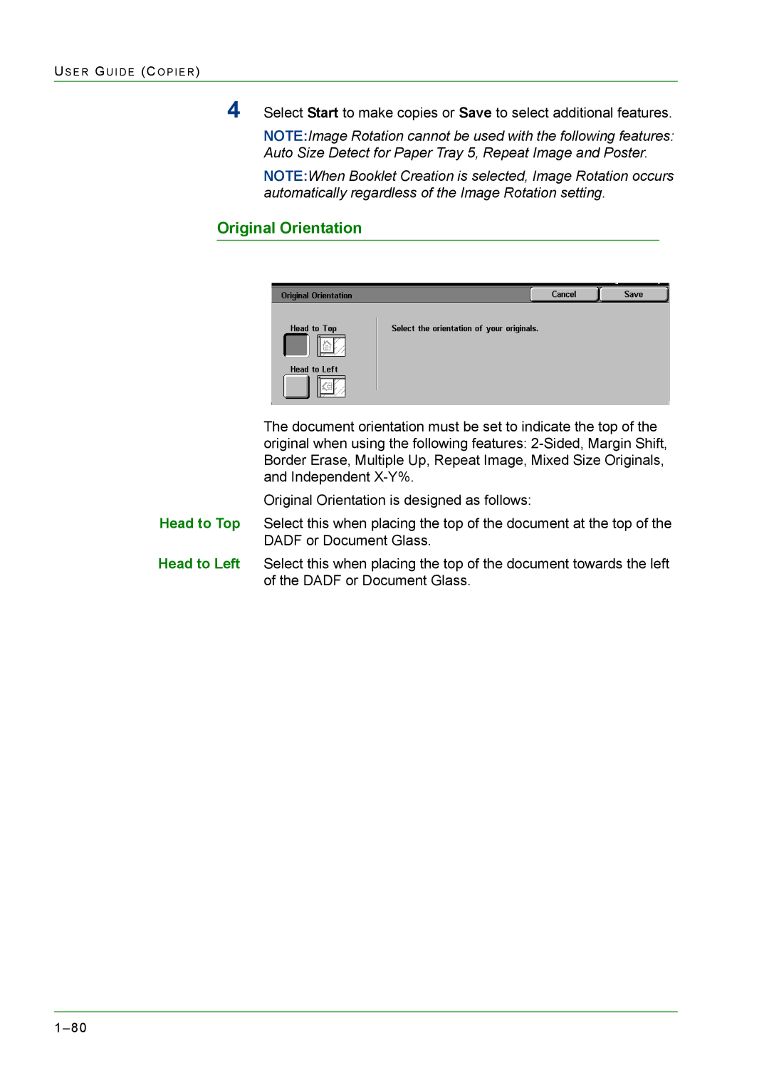 Xerox M24 manual Original Orientation 