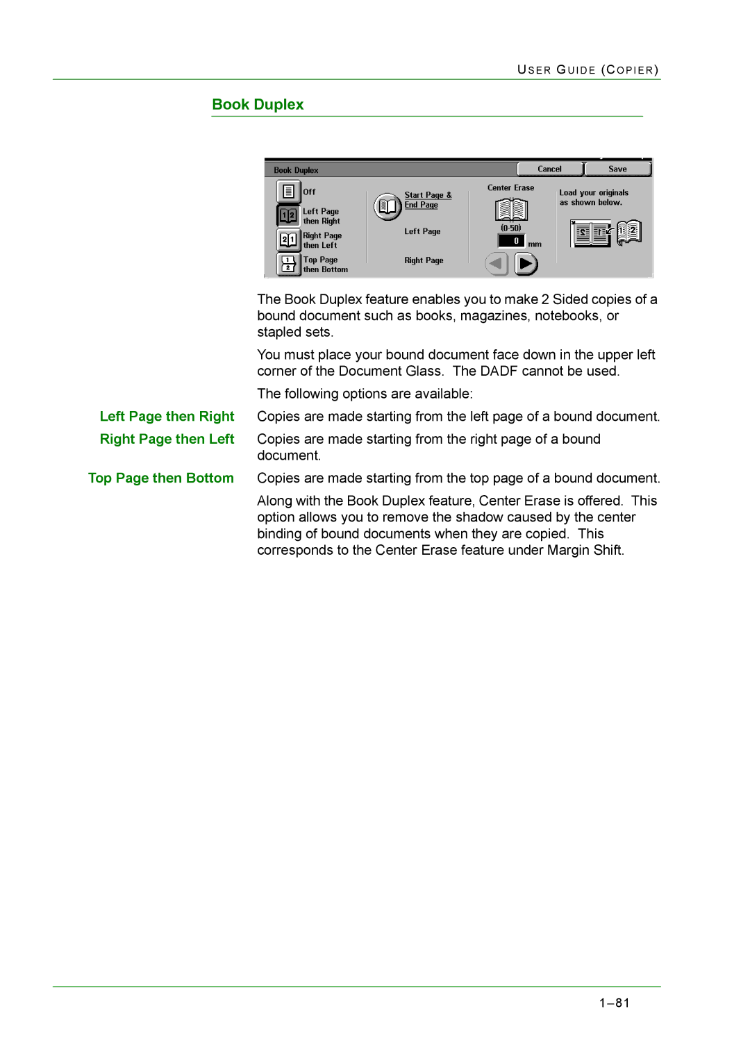 Xerox M24 manual Book Duplex 