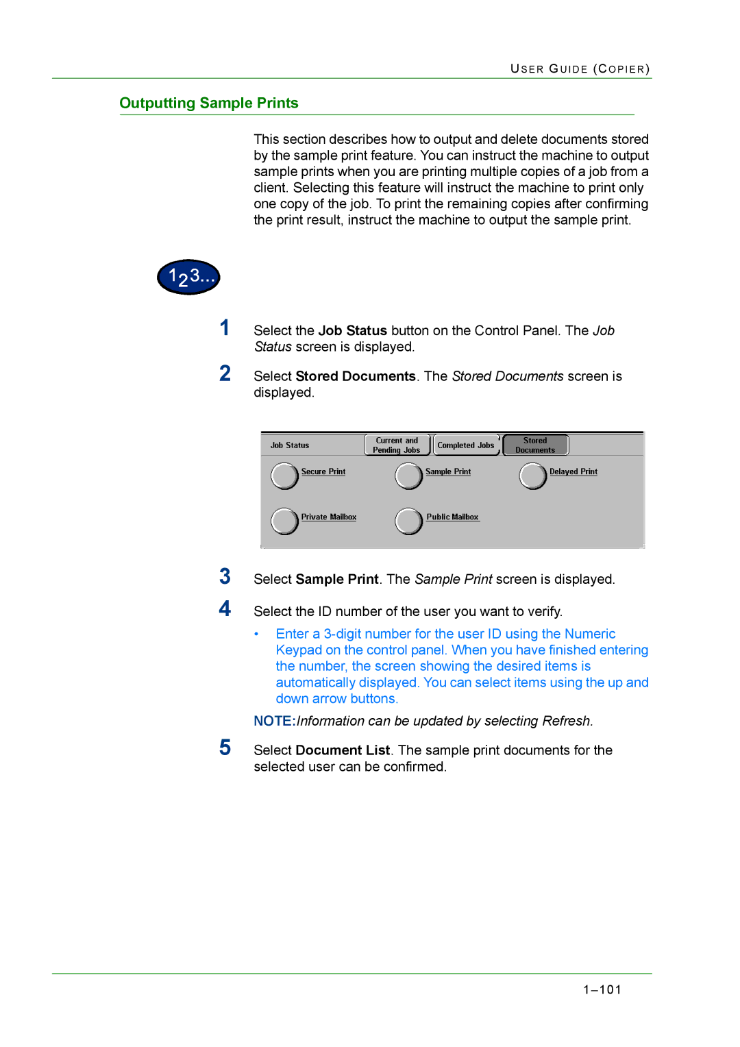 Xerox M24 manual Outputting Sample Prints 