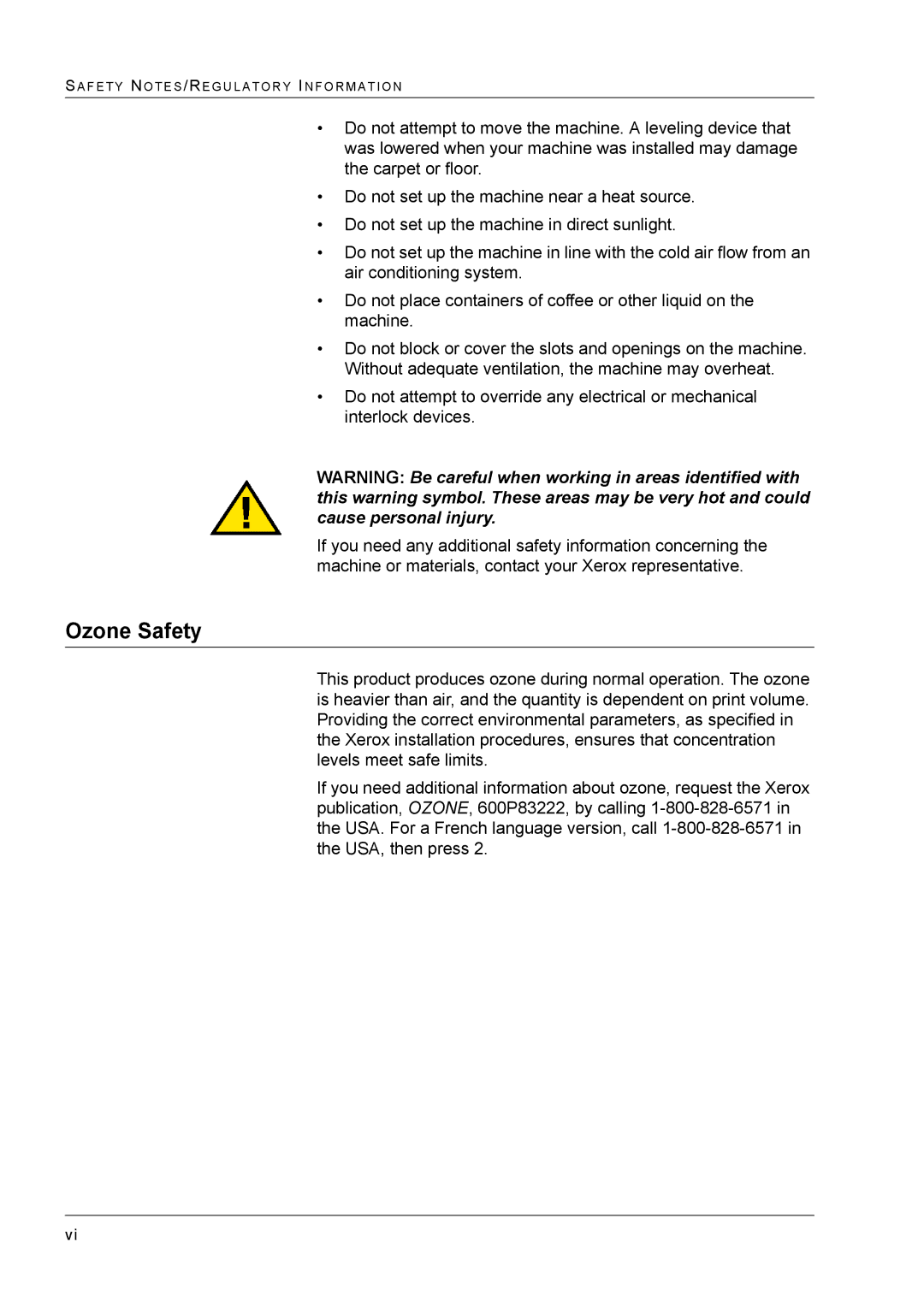 Xerox M24 manual Ozone Safety 