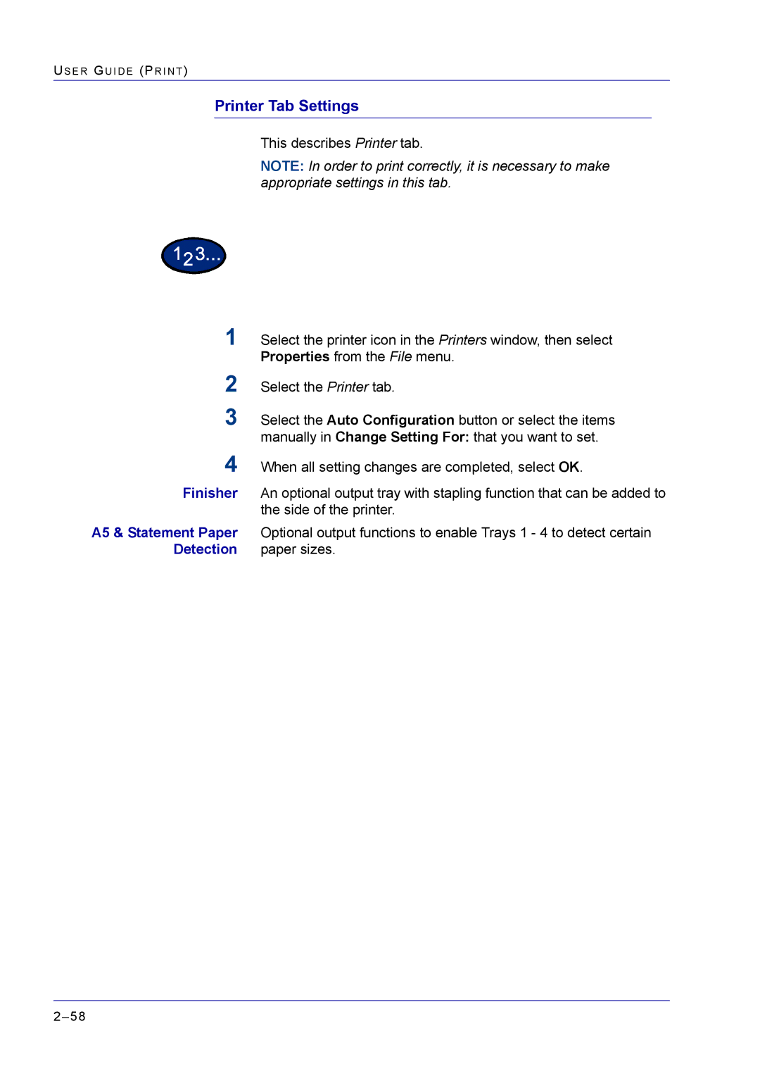 Xerox M24 manual Printer Tab Settings 