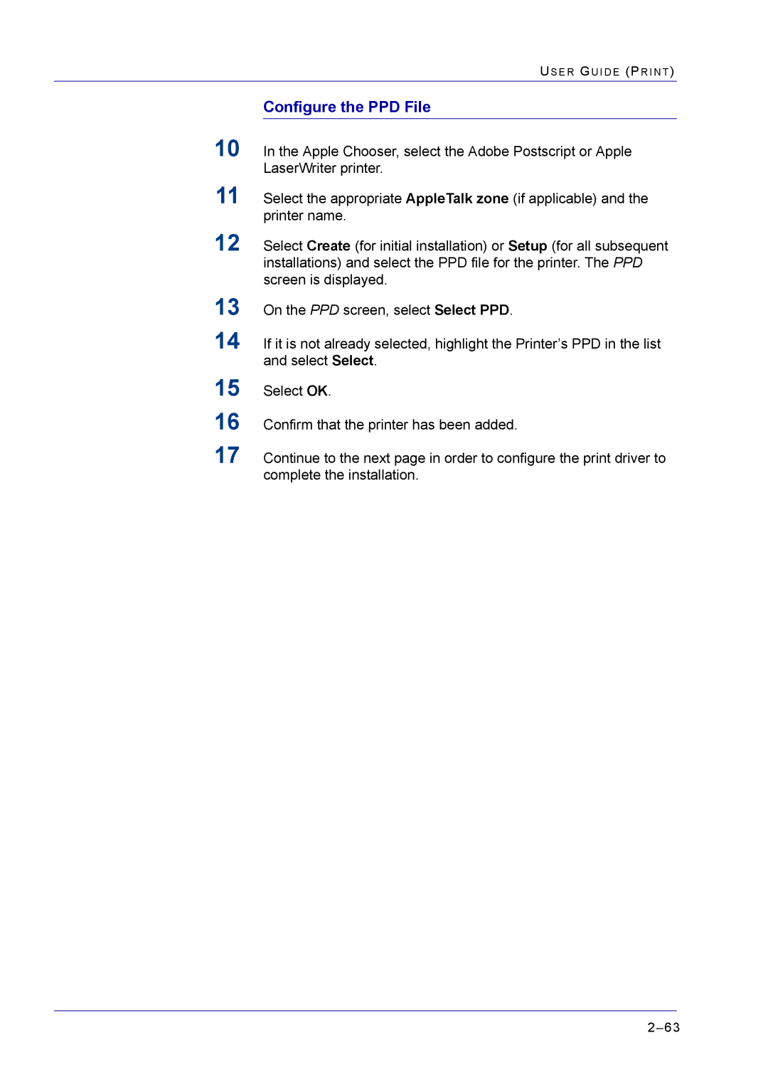 Xerox M24 manual Configure the PPD File 