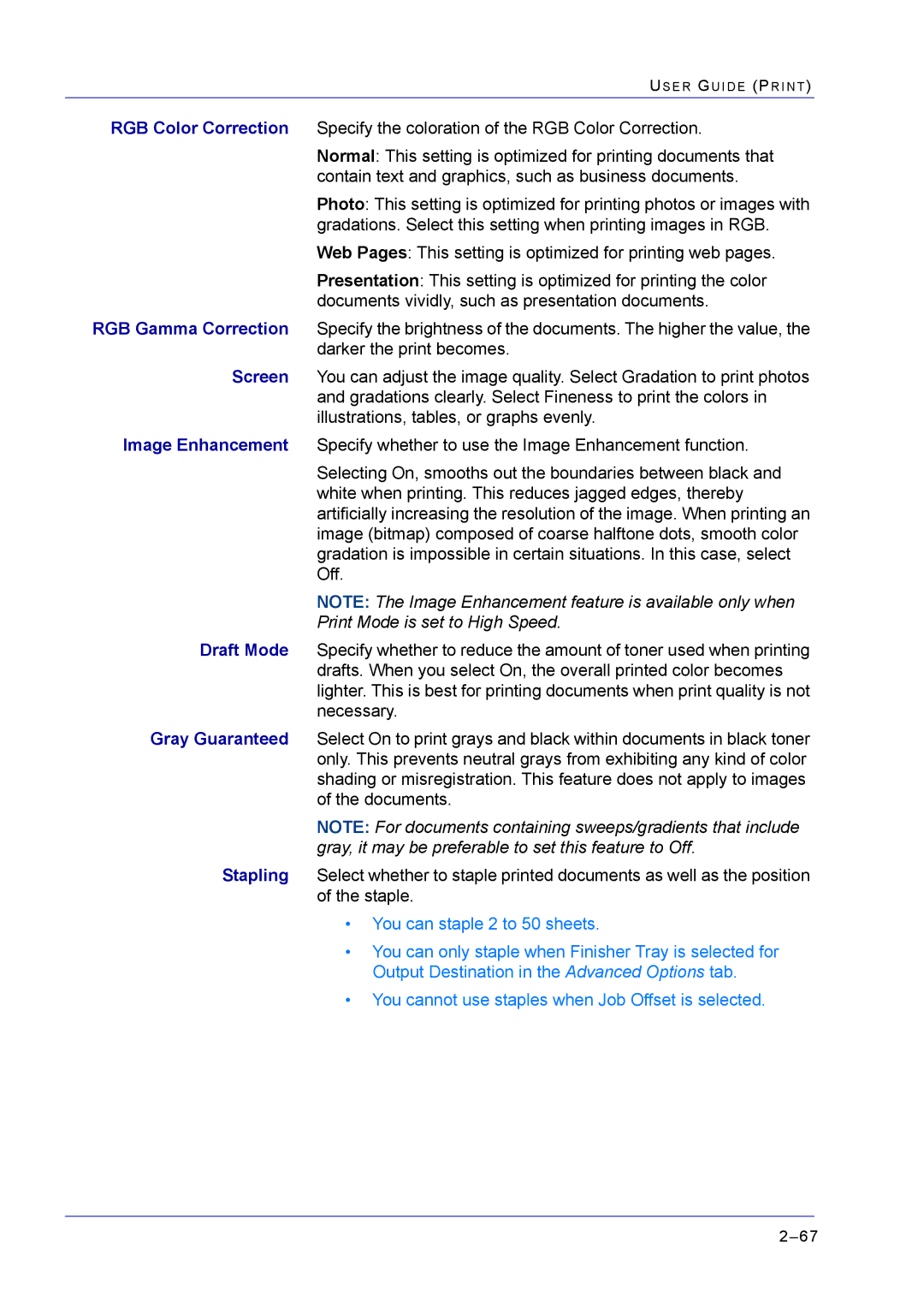 Xerox M24 manual Print Mode is set to High Speed 