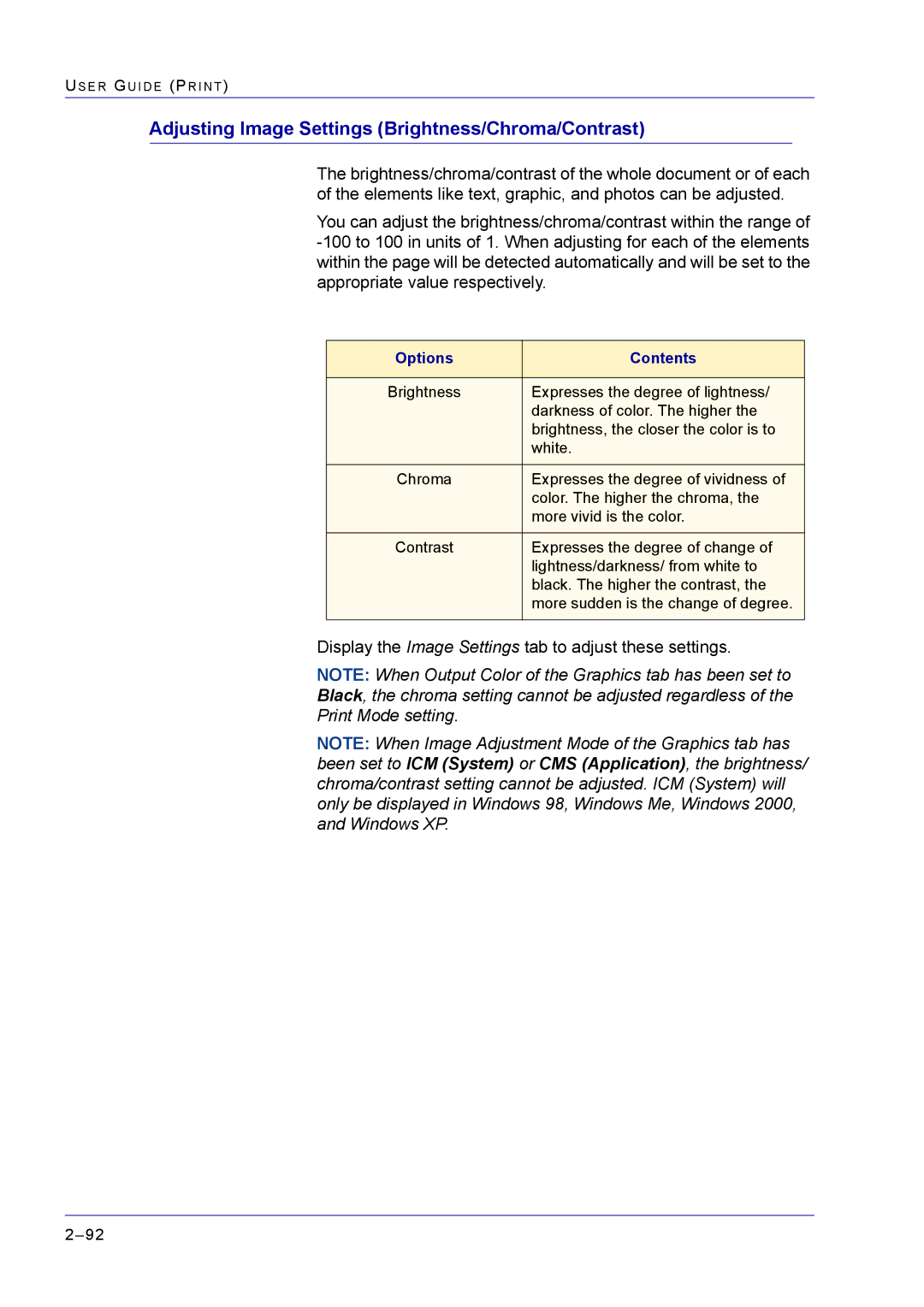 Xerox M24 manual Adjusting Image Settings Brightness/Chroma/Contrast 