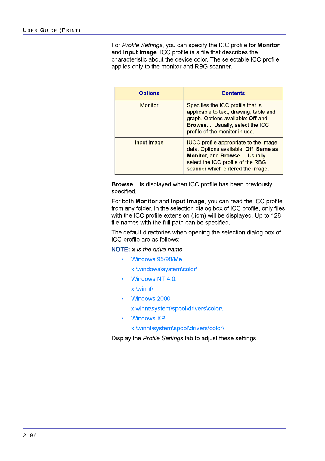 Xerox M24 manual Display the Profile Settings tab to adjust these settings 