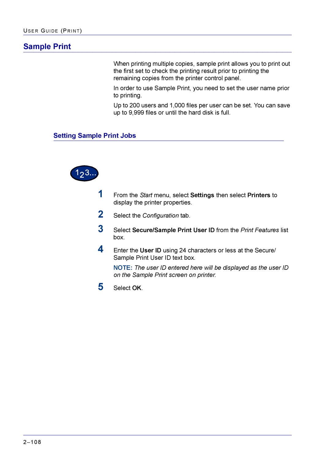 Xerox M24 manual Setting Sample Print Jobs 