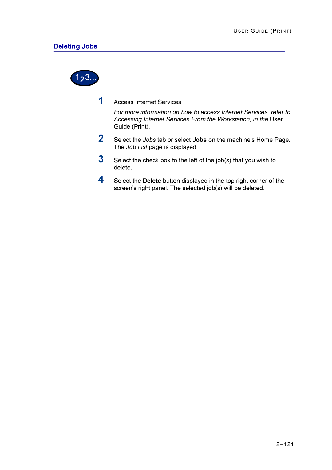 Xerox M24 manual Deleting Jobs 