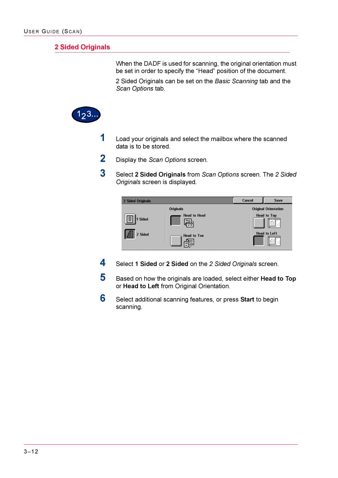 Xerox M24 manual Sided Originals 