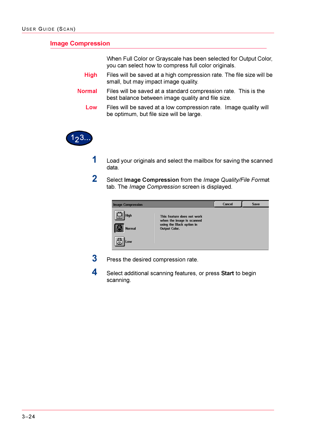 Xerox M24 manual Image Compression 