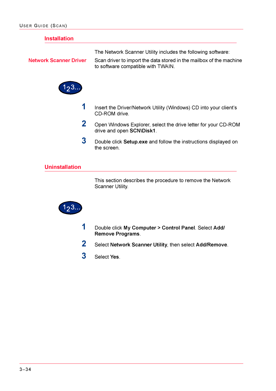 Xerox M24 manual Installation, Uninstallation 