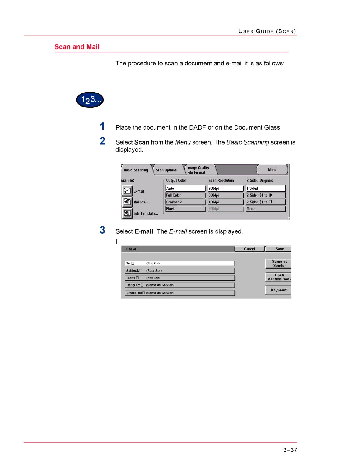 Xerox M24 manual Scan and Mail 