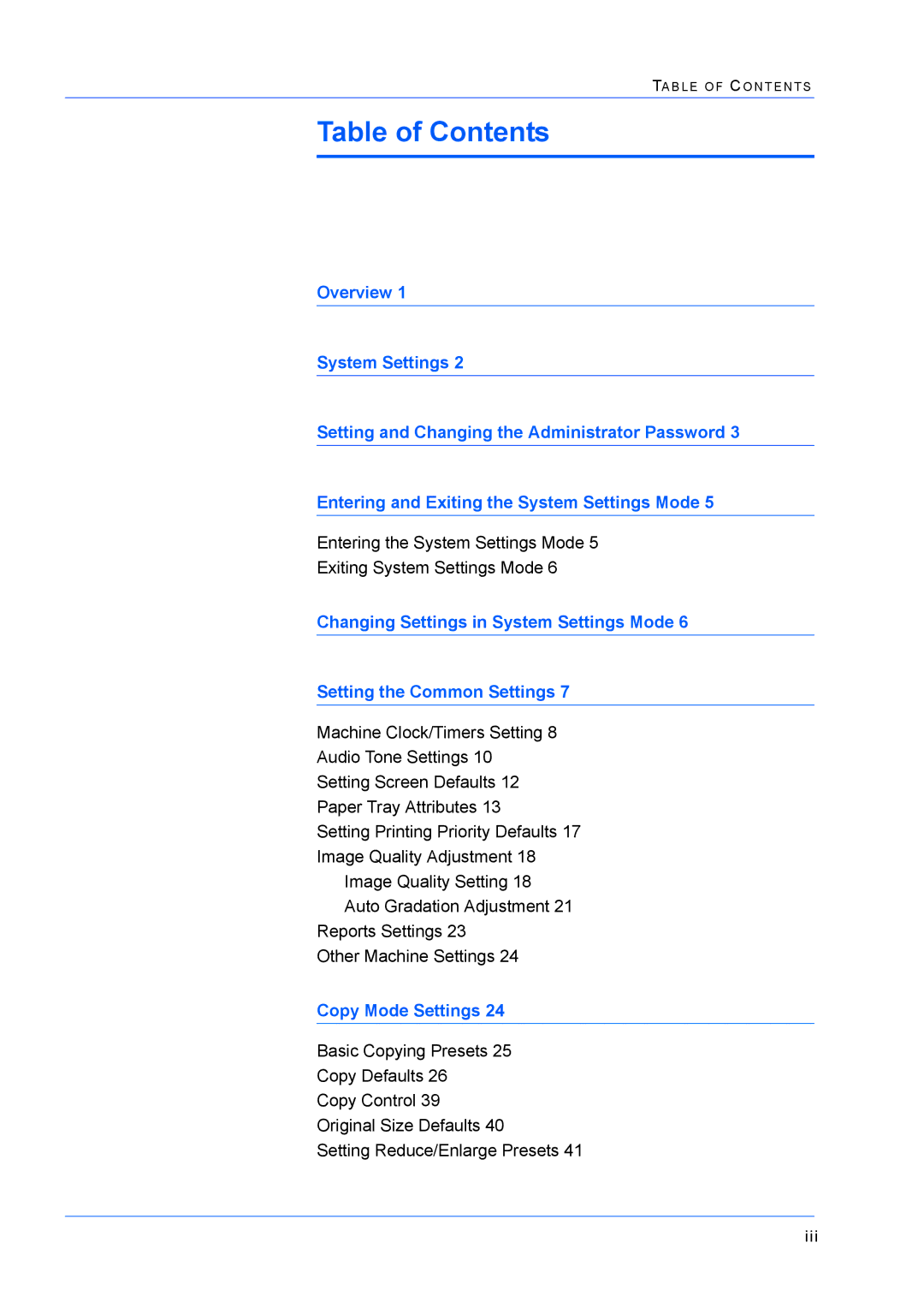 Xerox M24 manual Table of Contents 