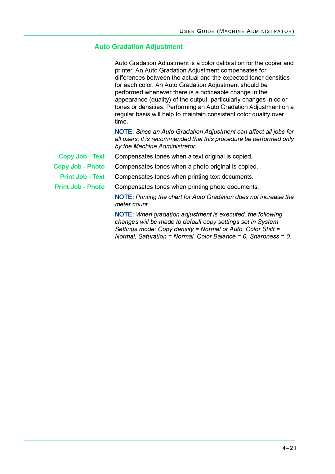 Xerox M24 manual Auto Gradation Adjustment 