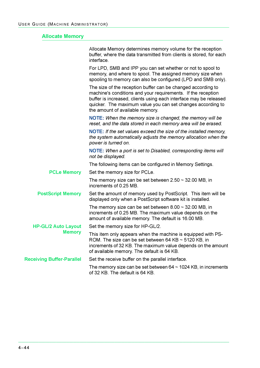 Xerox M24 manual Allocate Memory 