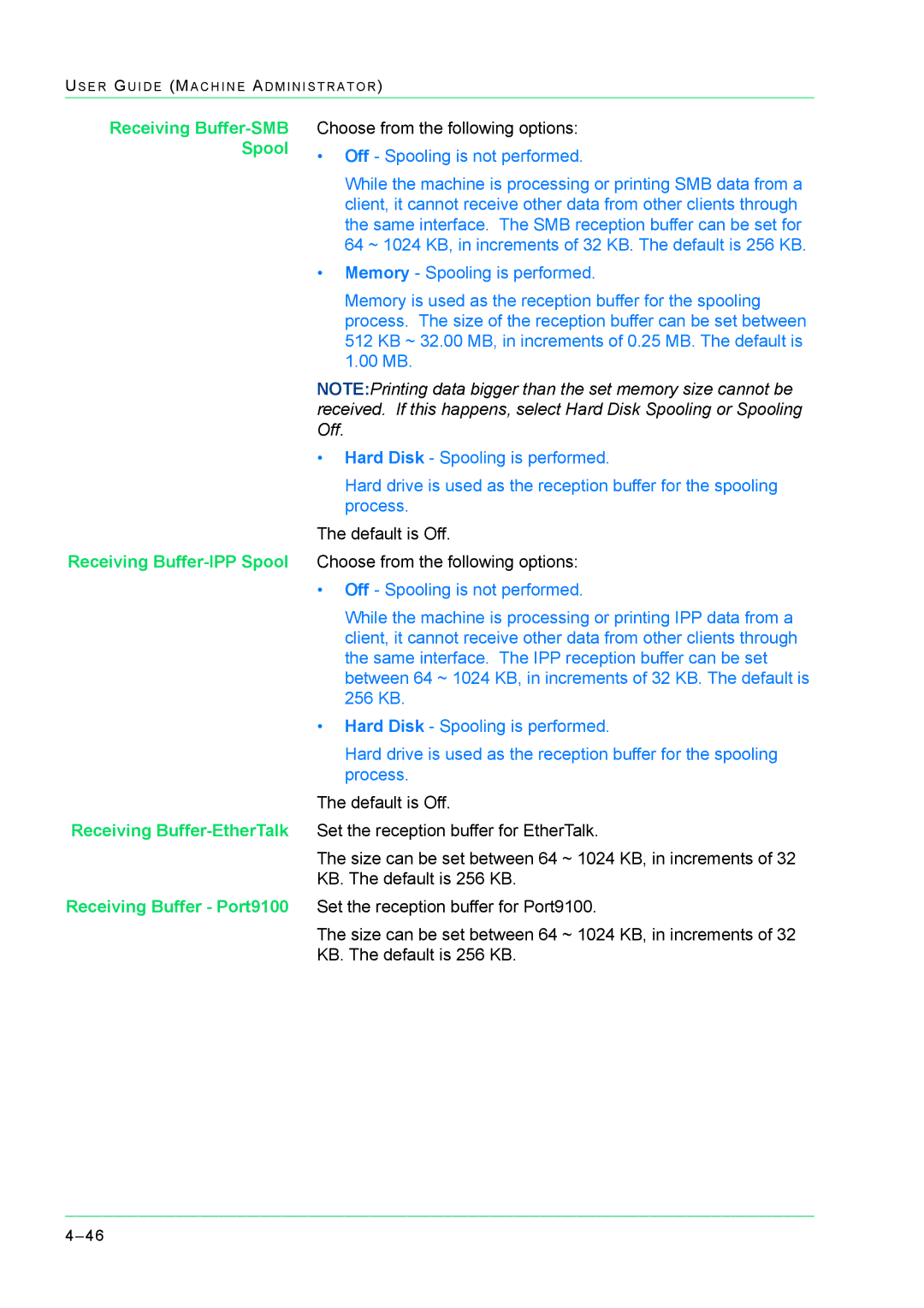 Xerox M24 manual Default is Off Choose from the following options 