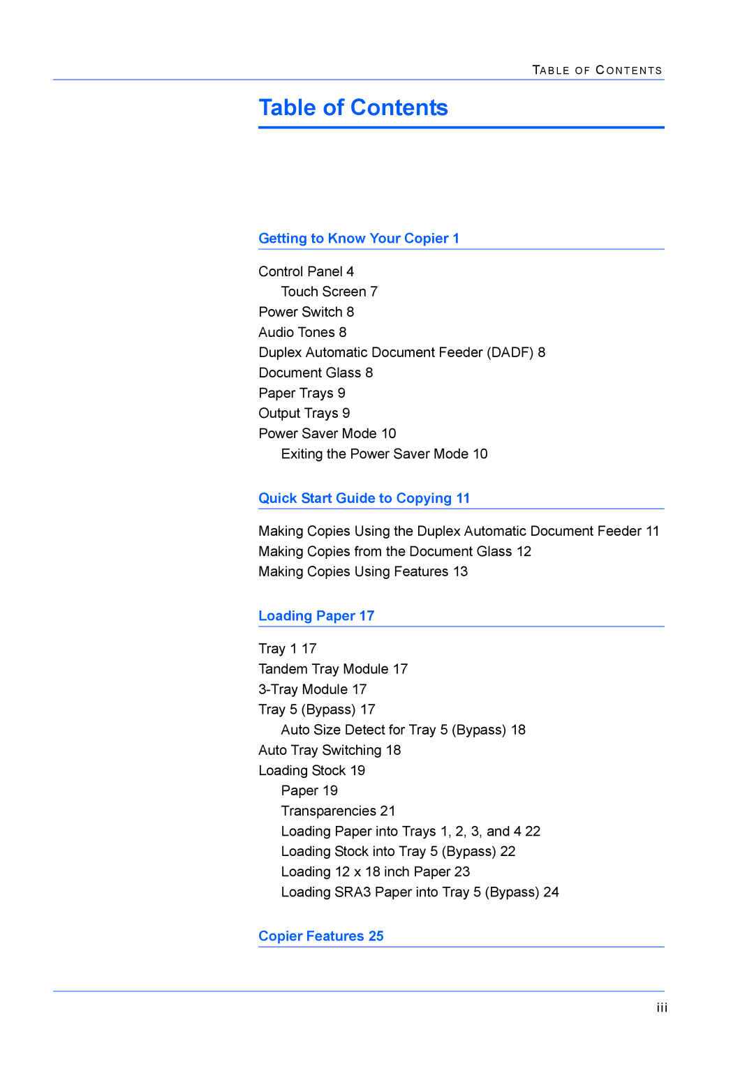 Xerox M24 manual Table of Contents 