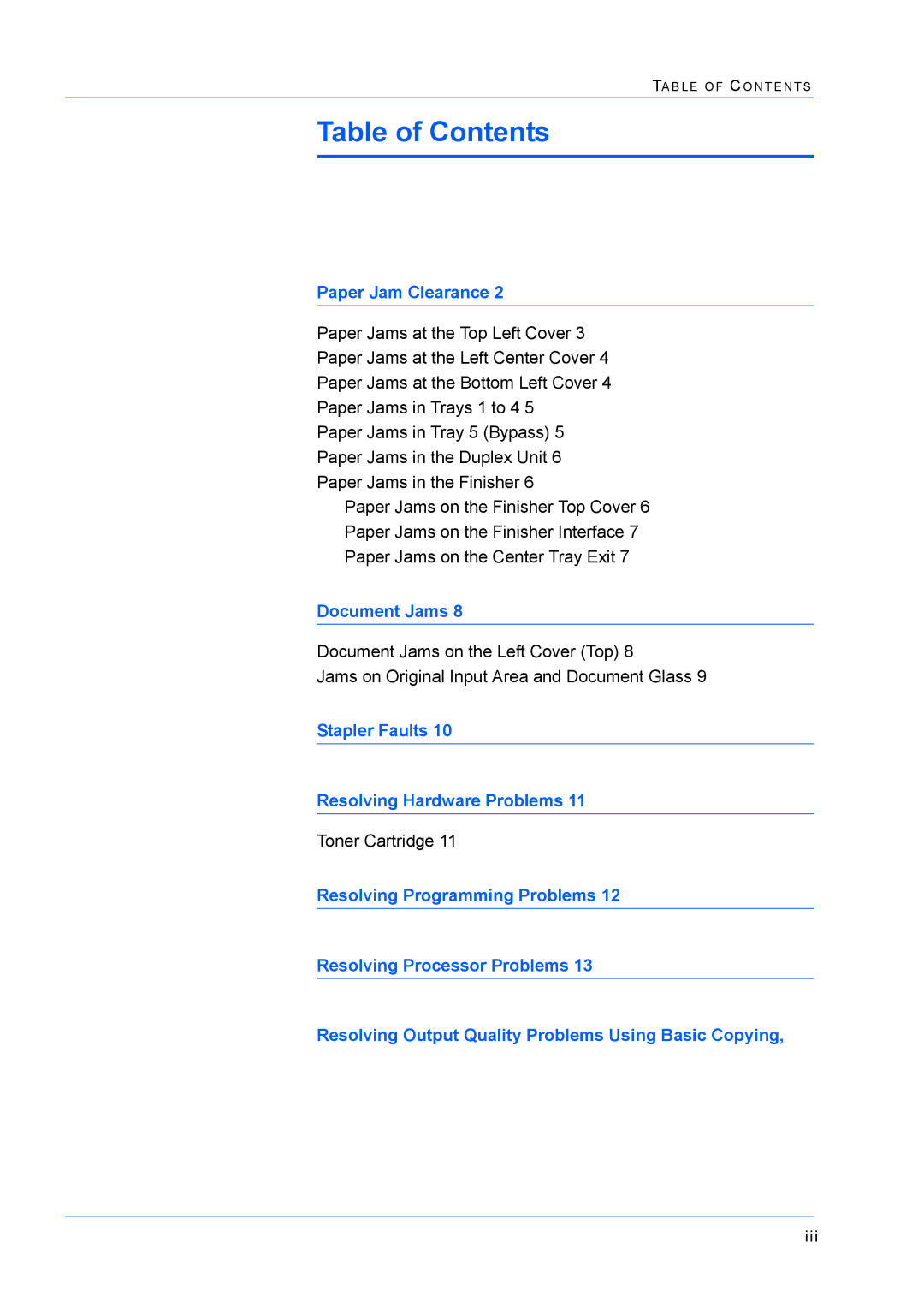 Xerox M24 manual Table of Contents 