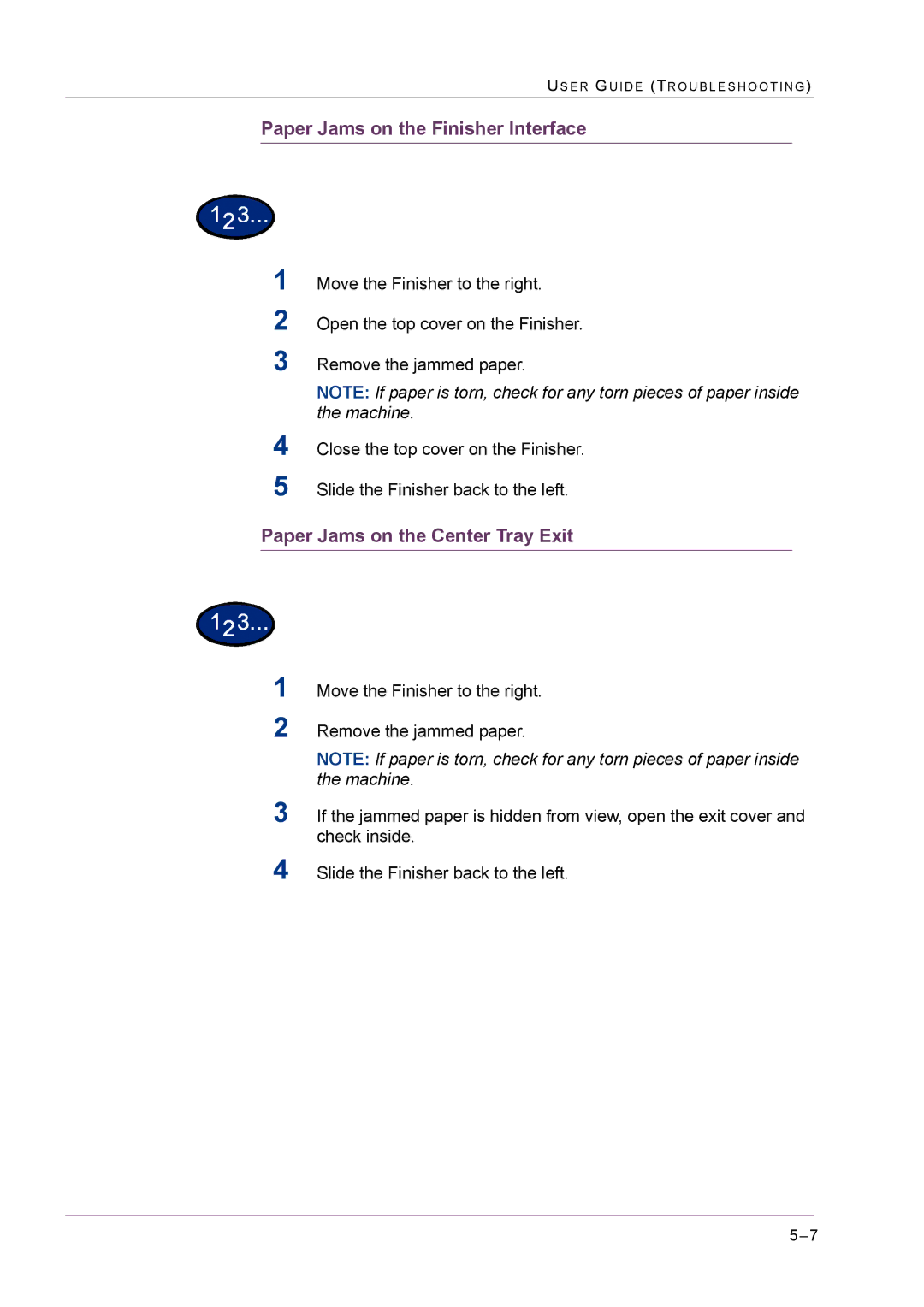 Xerox M24 manual Paper Jams on the Finisher Interface 