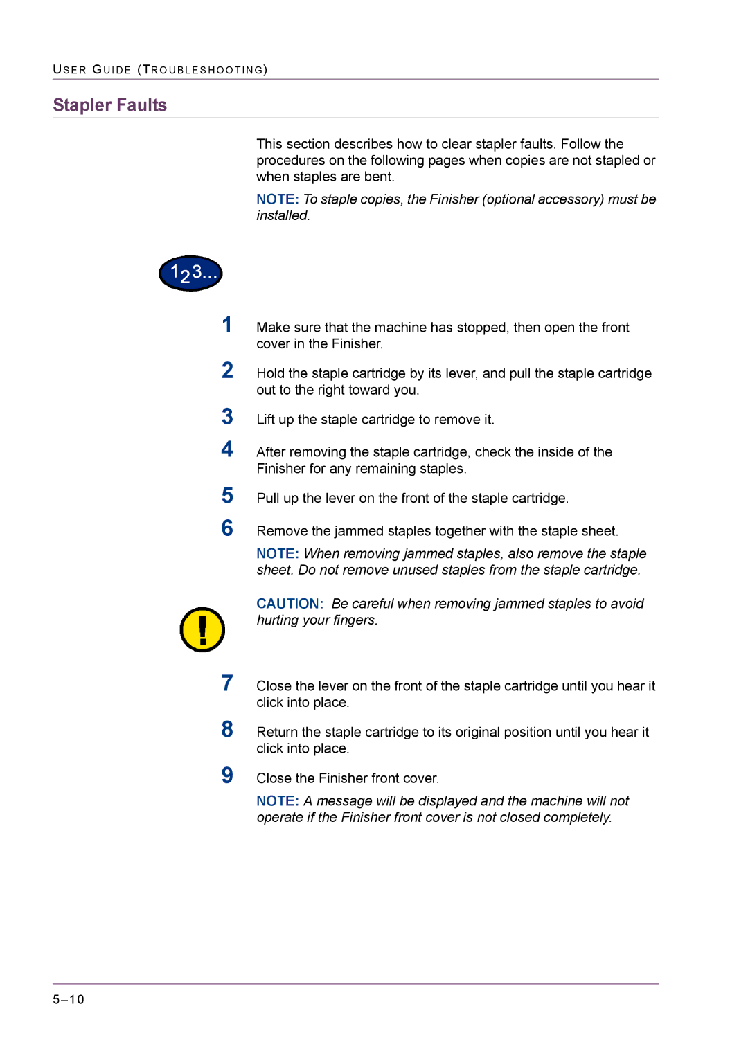 Xerox M24 manual Stapler Faults 