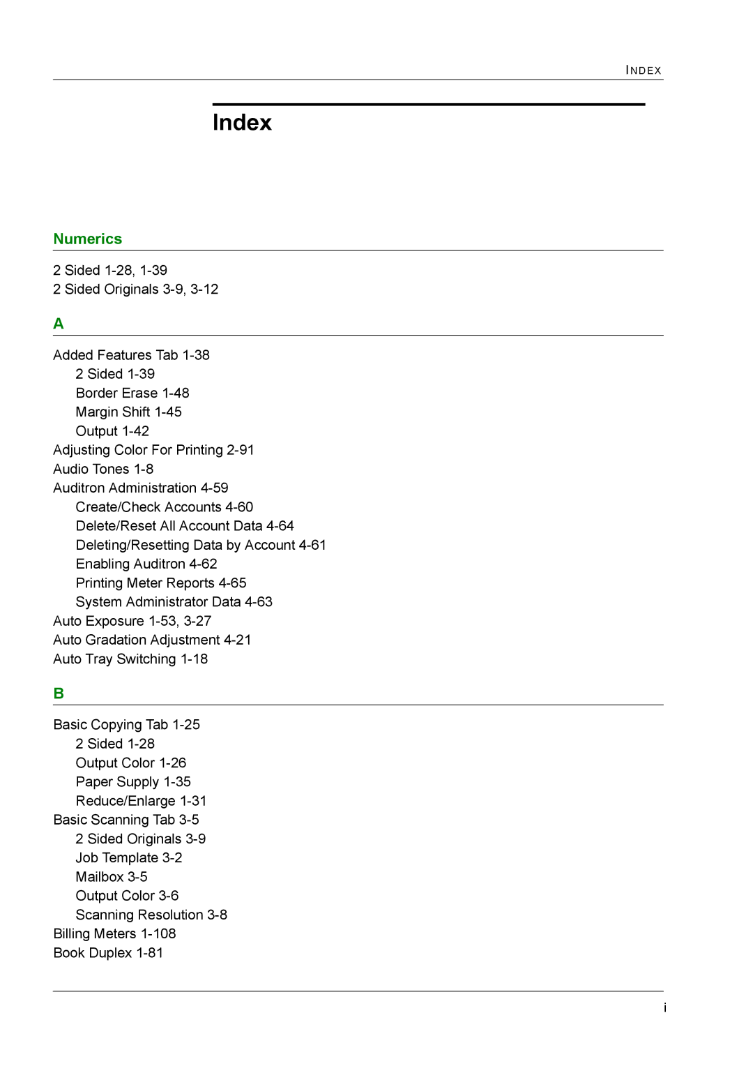 Xerox M24 manual Index 